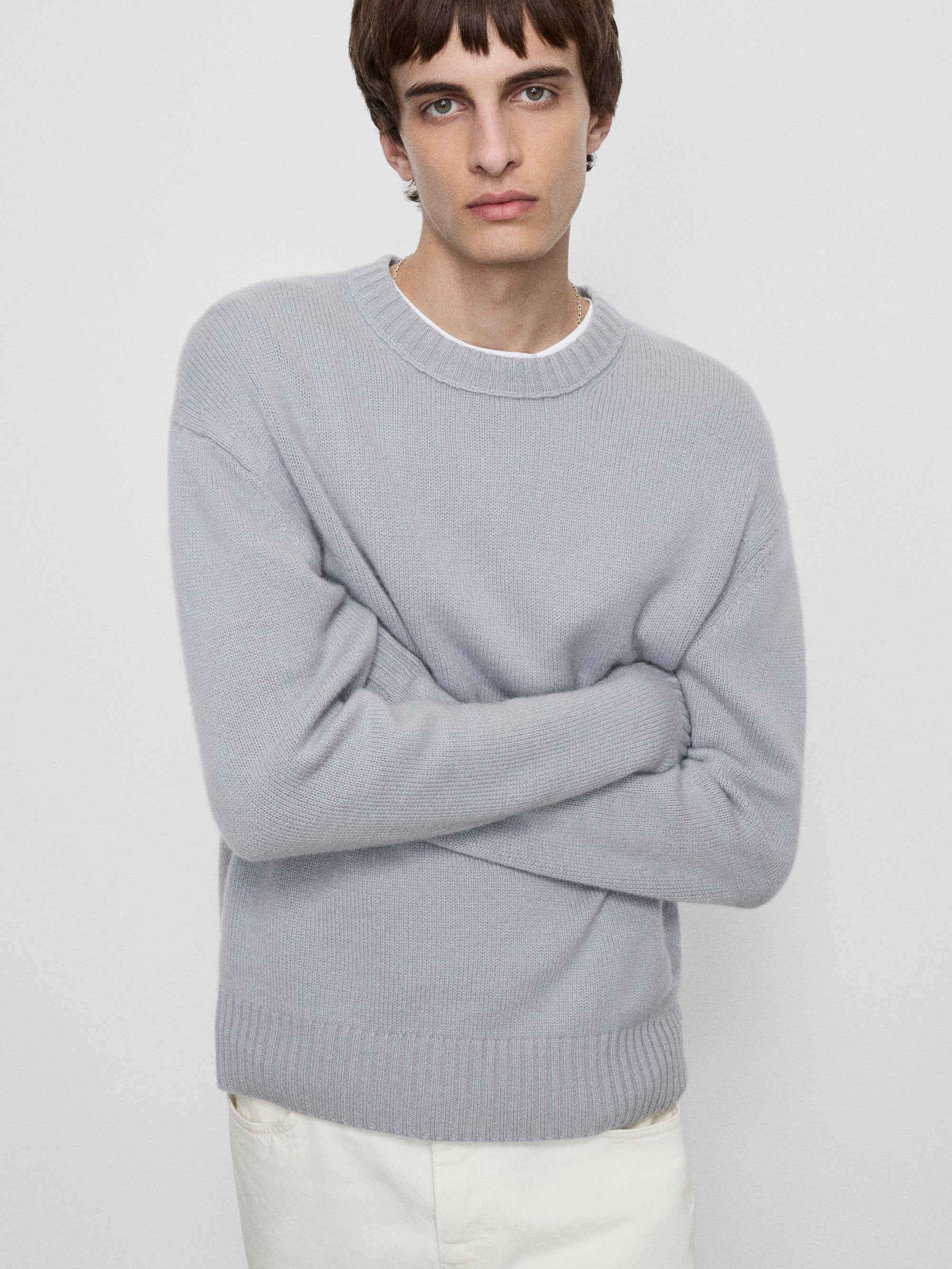 Luxury Cashmere Crewneck Sweater for Women - Soft Smoky Blue Winter Pullover | Warm & Cozy Knitwear for Office, Travel & Casual Outfits