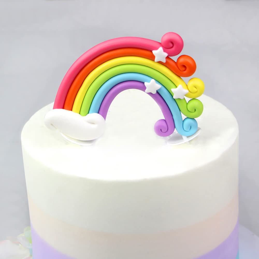 Rainbow Cake Topper - Colorful Cartoon Birthday Cake Decoration | Reusable Rainbow Arch for Girls Birthday Parties, Baby Showers & Wedding Cakes