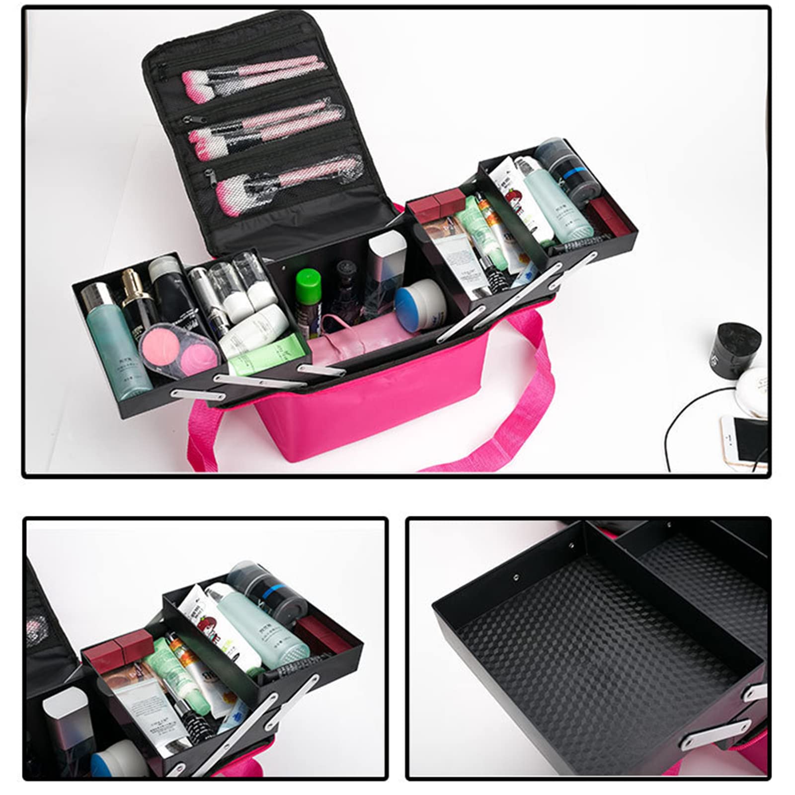 EXCLUZO Large Capacity Cosmetic Storage Bag - Travel Makeup Organizer for Women, Portable Waterproof Makeup Pouch (Perfect for Travel, Gym, Daily Use & Beauty Essentials Organization)
