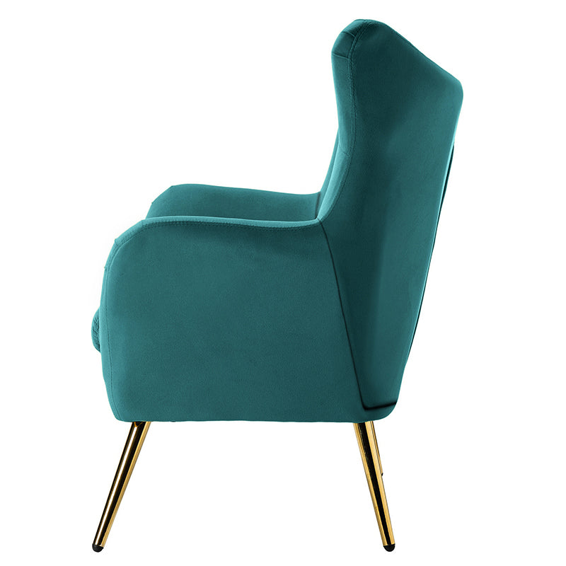 Luxury Isabelle Wingback Velvet Upholstered Armchair - High Back Accent Chair with Sturdy Metal Legs for Living Room, Bedroom & Office Decor