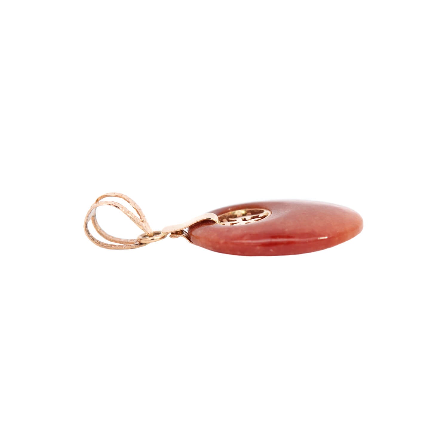 Exquisite Art Deco Style 14K Gold Chinese Carnelian Gemstone Pendant Necklace - Perfect for Vintage Jewelry Lovers, Gift Giving & Special Occasions