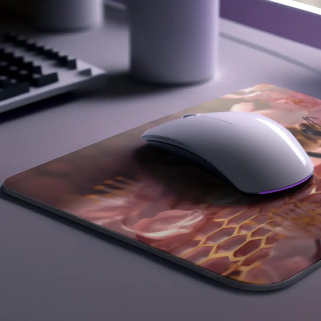 Enchanting Roses Heart Wreath Mouse Pad - Non-Slip Rubber Base for Home Office, Computer, Laptop - Floral Design with Honey Bee Accents - Perfect for Work Desks, Gaming Setups & Cozy Workspaces