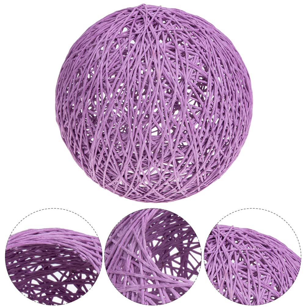 Uonlytech Rattan Chandelier Shade - Woven Ceiling Hanging Lamp Cover for Decorative Light Bulbs, Bamboo Lamp Shade in Purple - Perfect for Boho, Farmhouse & Coastal Home Decor