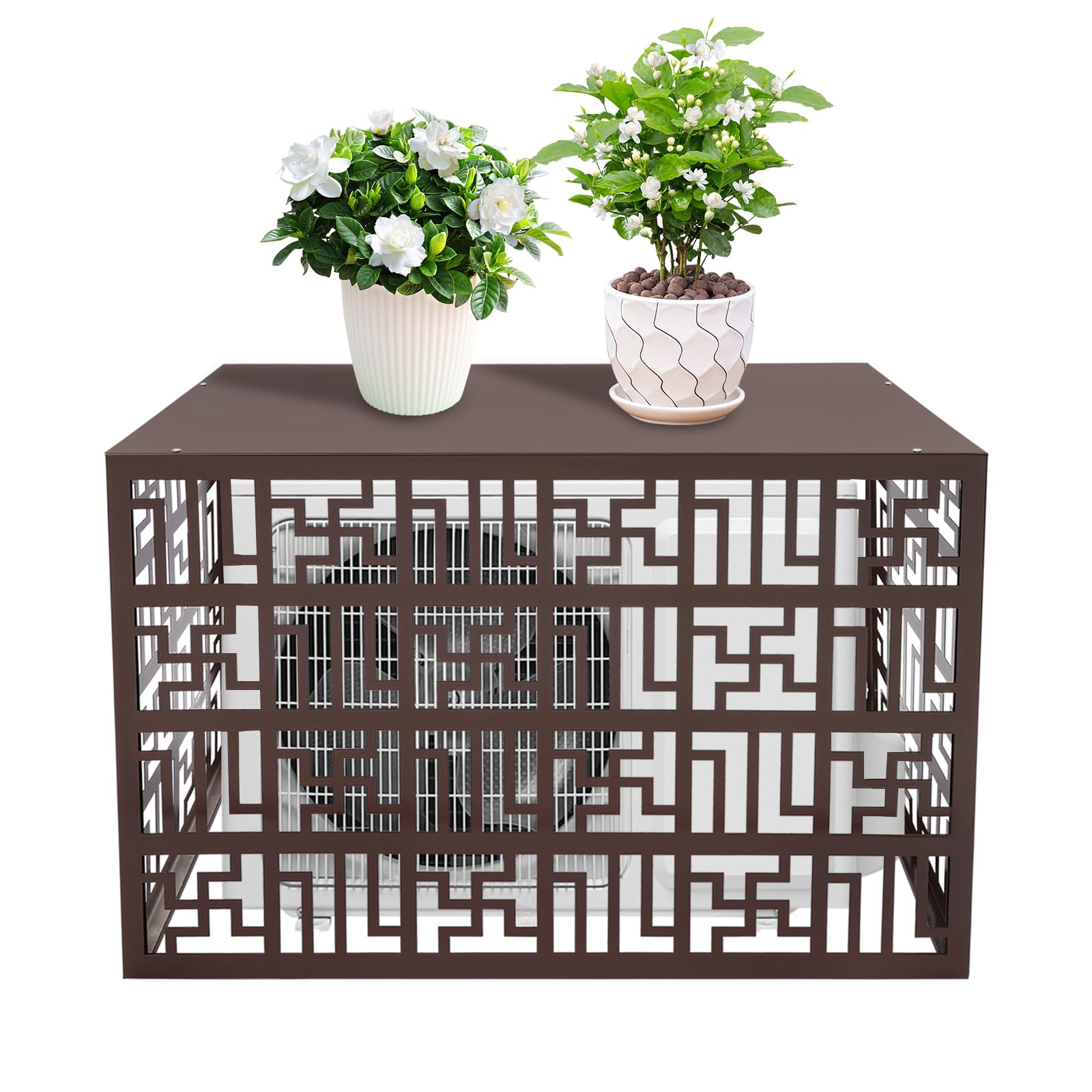 Free Standing Metal Air Conditioner Privacy Fence Screen for Outdoor Units - 43.3