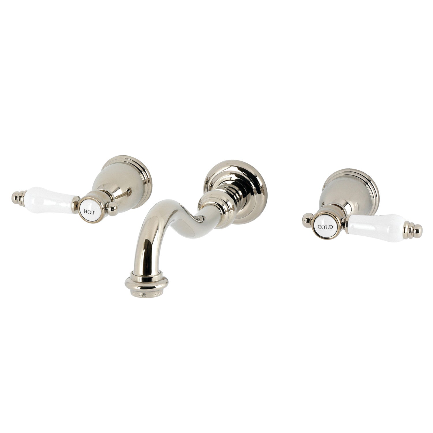 Bel Air KS3126BPL Double Handle 3 Hole Wall Mount Bathroom Faucet in Polished Nickel - Perfect for Modern Bathroom & Powder Room Renovations