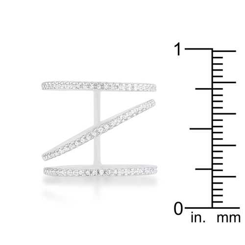 0.4ct Cubic Zirconia Rhodium Plated Wide Contemporary Ring for Women - Elegant Wedding, Engagement, Anniversary & Party Jewelry Gift