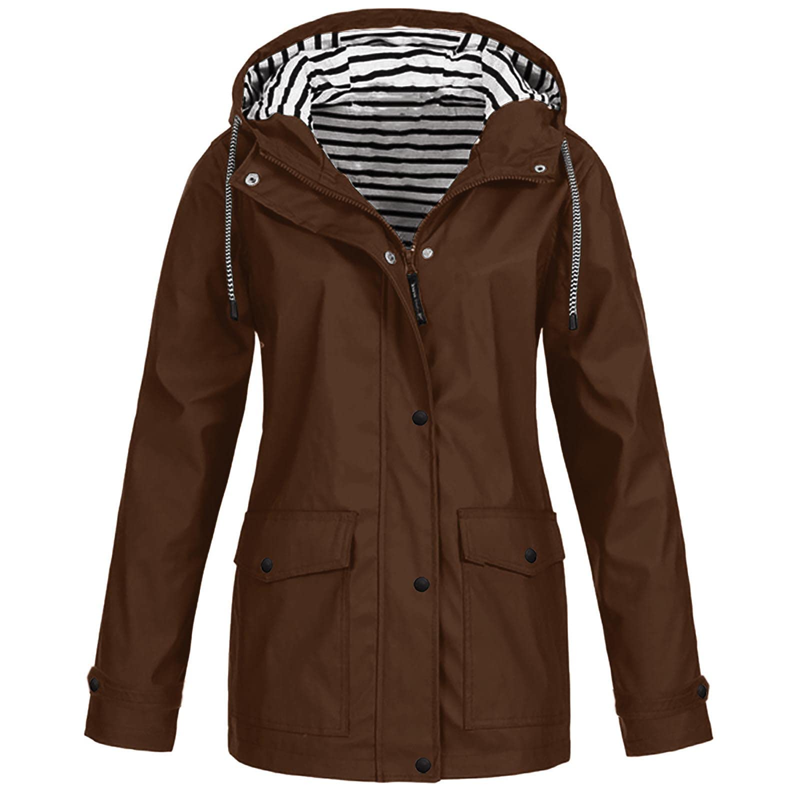 Women's Waterproof Rain Jacket with Hood - Windproof Outdoor Raincoat for Hiking, Travel & Daily Commute