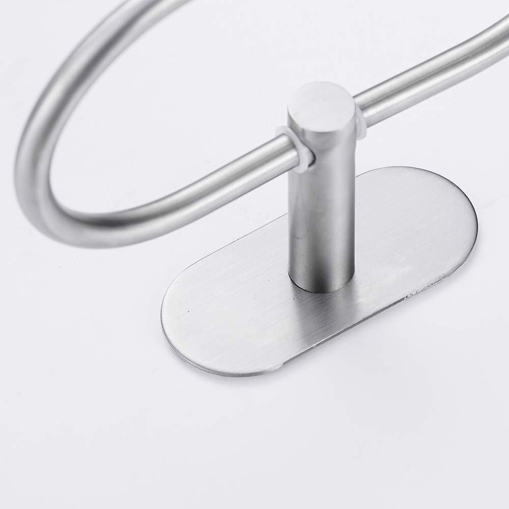 Self-Adhesive Wall Mounted Oval Towel Ring - Stainless Steel Bathroom Accessory with Polished Chrome Finish for Hand & Bath Towels - Perfect for Small Spaces, Apartments, and Modern Bathrooms