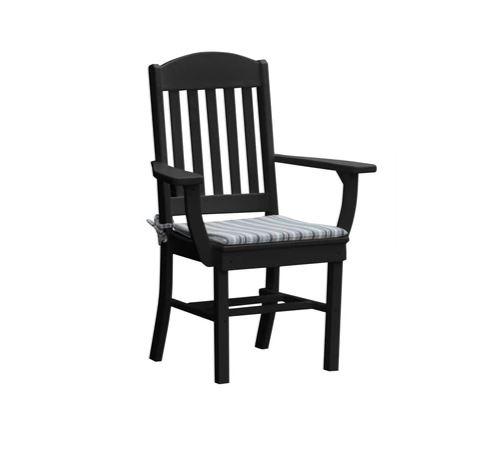 A & L Furniture Classic Dining Chair with Arms - Sturdy Wooden Dining Room Chair for Kitchen, Restaurant, and Home Decor