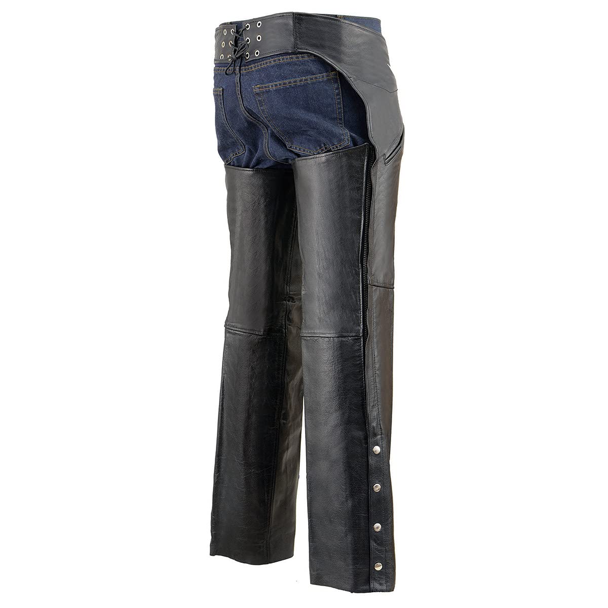 Milwaukee Leather Men's Black Premium Motorcycle Riding Chaps with Slash Pockets & Mesh Lining - LKM5710 | Durable Protection for Harley, Cruiser & Touring Bikes