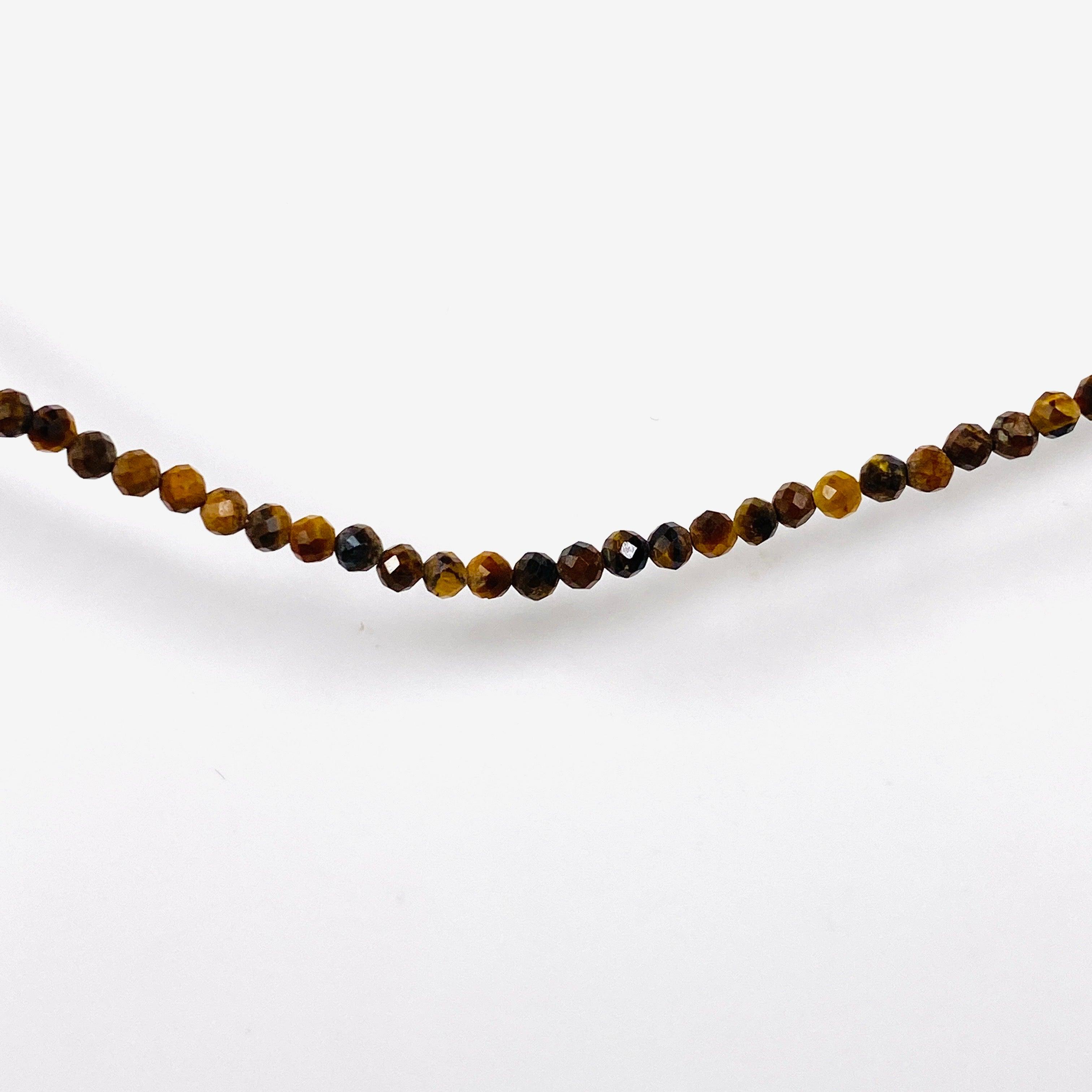 Tiger's Eye Micro Bead Necklace - Natural Stone Healing Jewelry for Women - Perfect for Meditation, Yoga & Spiritual Gifts