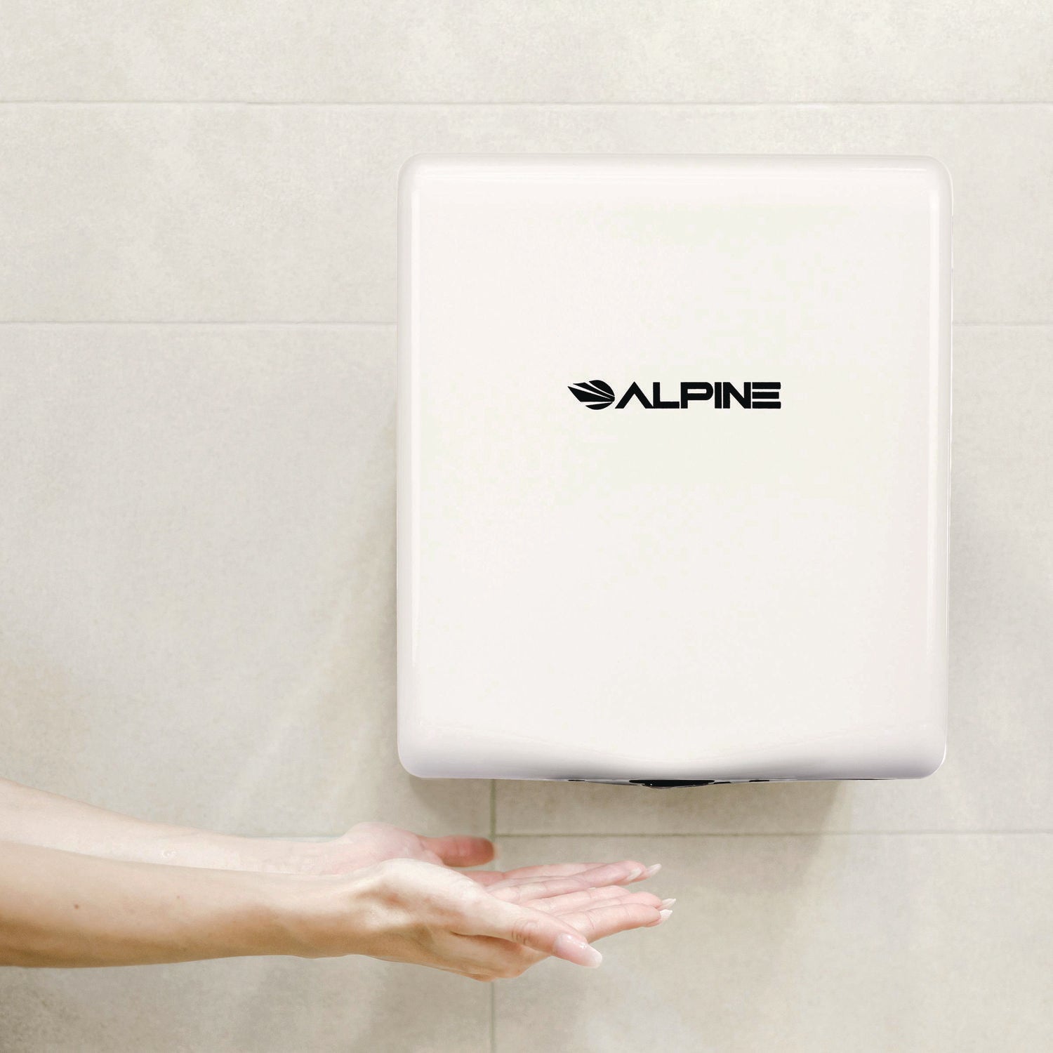 Alpine Industries Willow Commercial 120V Automatic Hand Dryer - Stainless Steel White - High-Speed Energy Efficient for Restaurants, Hotels & Public Restrooms (3.93