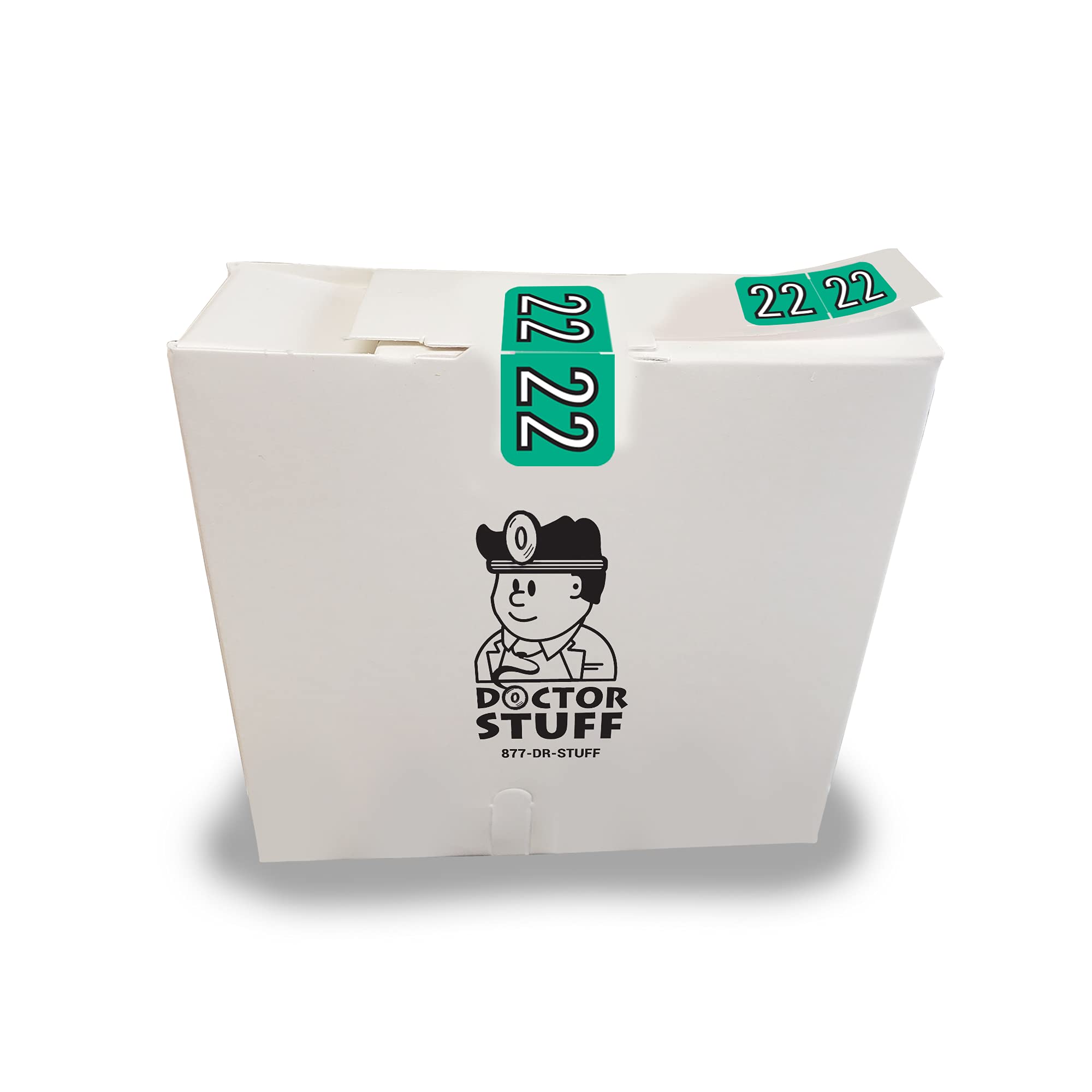 Doctor Stuff - 2022 Colwell Jewel Tone Compatible Series, Jade Green & Black Year Stickers for End Tab File Folders, 500 Labels per Roll (3/4
