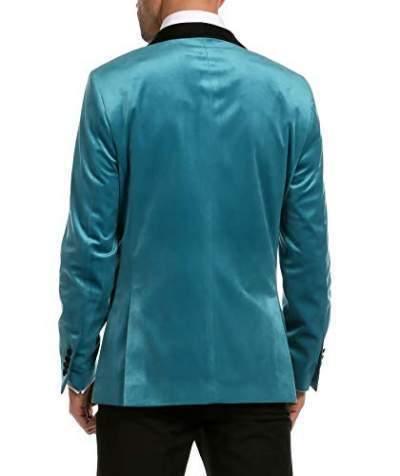 Enzo Collection Turquoise Velvet Slim Fit Shawl Lapel Tuxedo Blazer for Men - Perfect for Weddings, Prom & Formal Events | Luxury Velvet Dinner Jacket