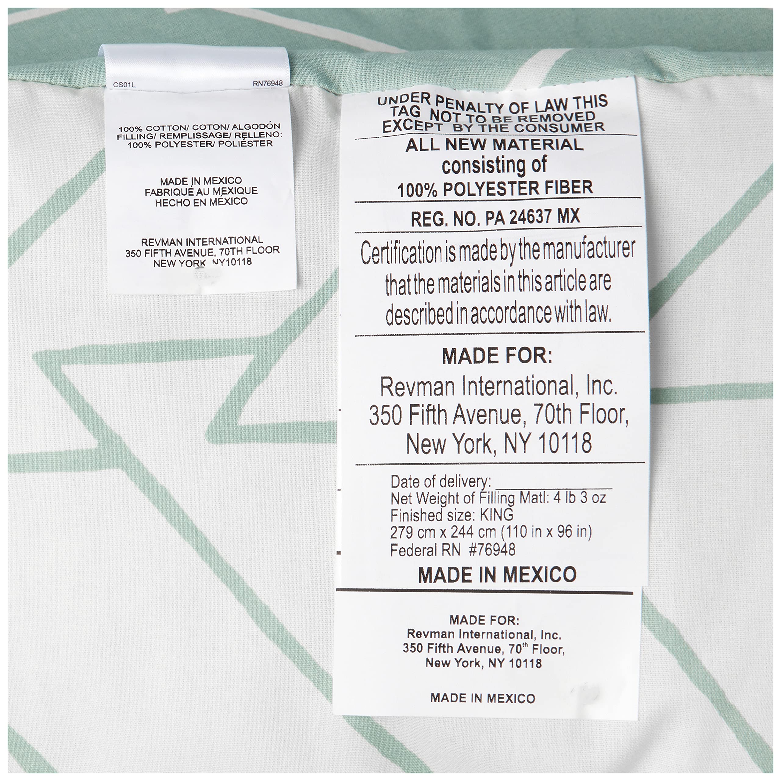 King Size Reversible Cotton Comforter Set with Matching Shams - Modern Ceres Mint Bedding Collection | Perfect for Master Bedroom & Guest Room Decor
