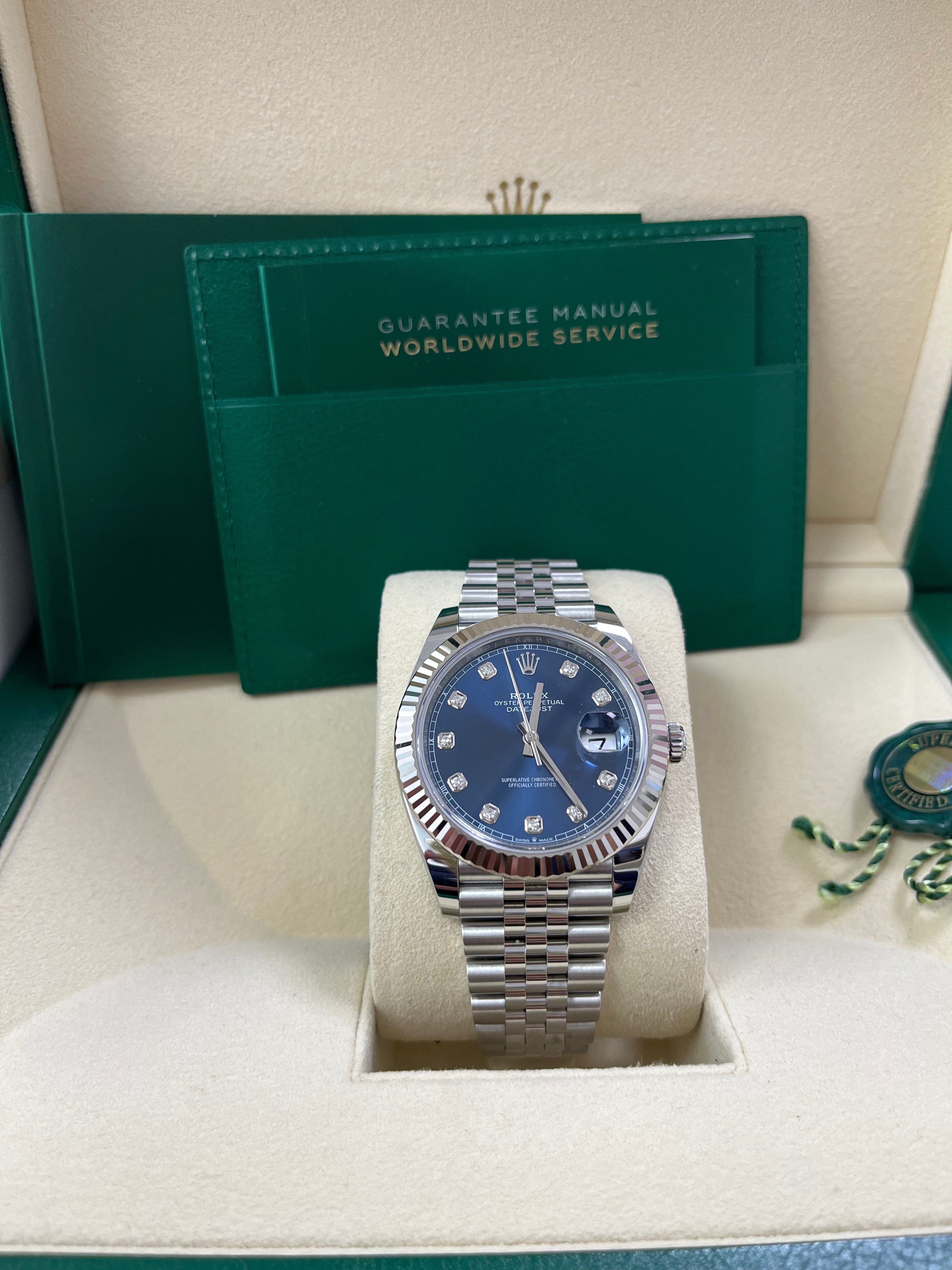 Rolex Datejust 41 Men's Watch - Fluted Bezel, Blue Diamond Dial, Jubilee Bracelet (Ref.126334) | Luxury Automatic Watch for Business, Gifts & Special Occasions