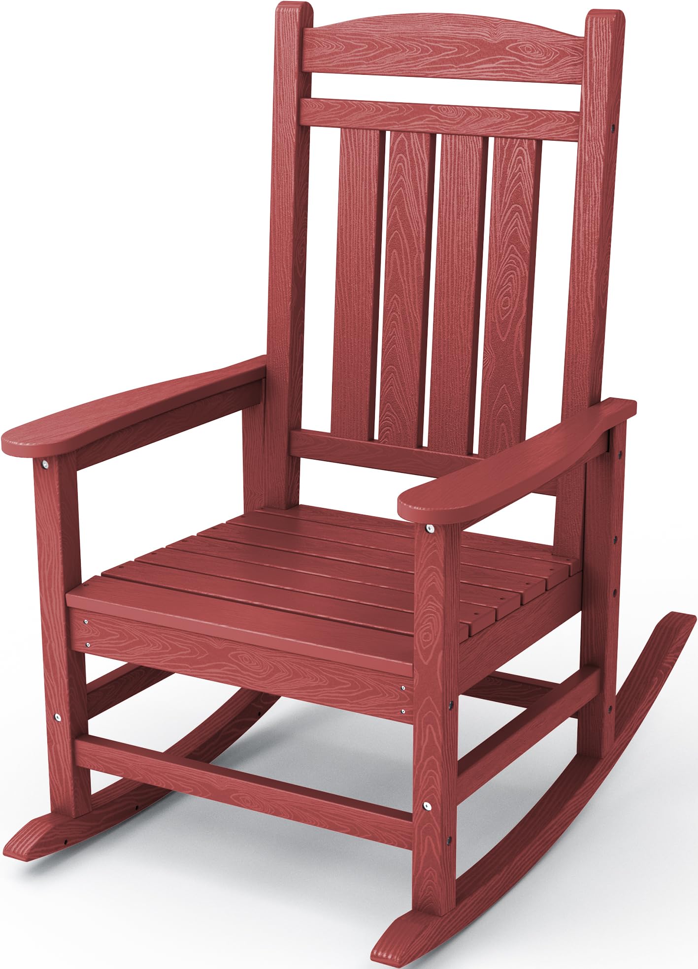 KINGYES Weather-Resistant Outdoor Rocking Chair - High Back Patio Rocker for Adults, Dark Red - Perfect for Porch, Garden & Backyard Relaxation