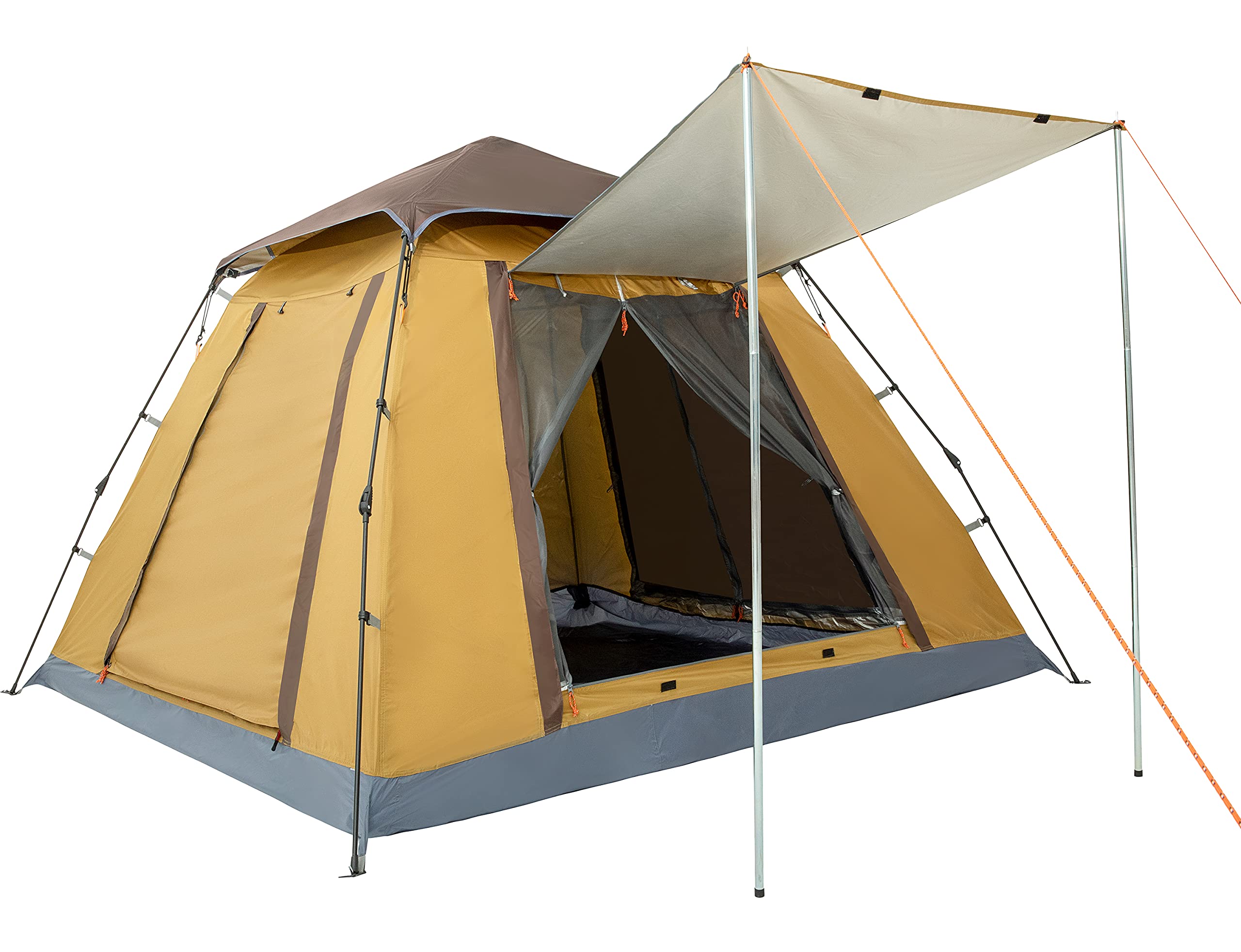Ubon 4-Person Lightweight Camping Tent - Easy Setup Large Cabin Tent, Waterproof & UV Protection with Sun Shade - Instant Tent for Outdoor Hiking, Backpacking & Family Camping - 4 Large Mesh Windows for Enhanced Ventilation - Perfect for Beach, Picnics & Music Festivals