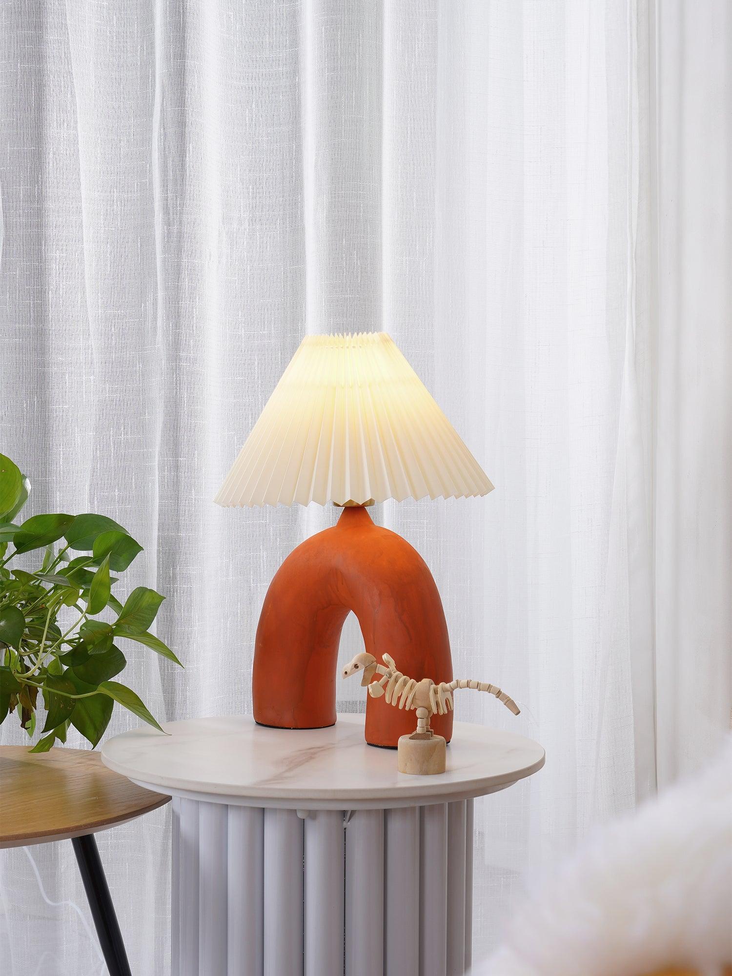 Arched Pleated Table Lamp - Modern Home Decor Lighting for Bedroom, Living Room & Office - Elegant Accent Lamp with Soft Ambient Light