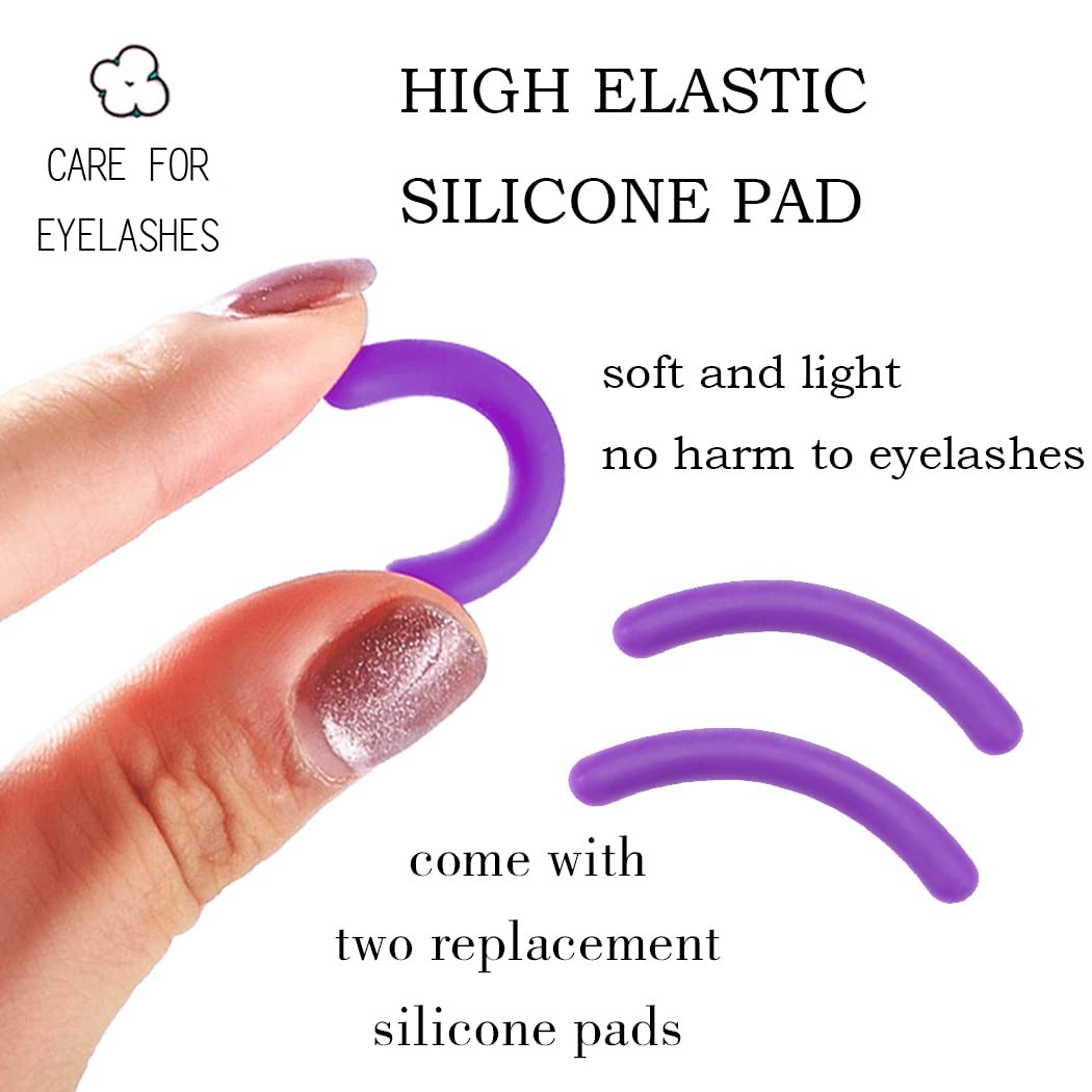 Premium Eyelash Curler with Comb & 2 Replacement Pads – Professional Lash Curling Tool for Women & Girls (Purple) – Perfect for Home, Travel & Salon Use