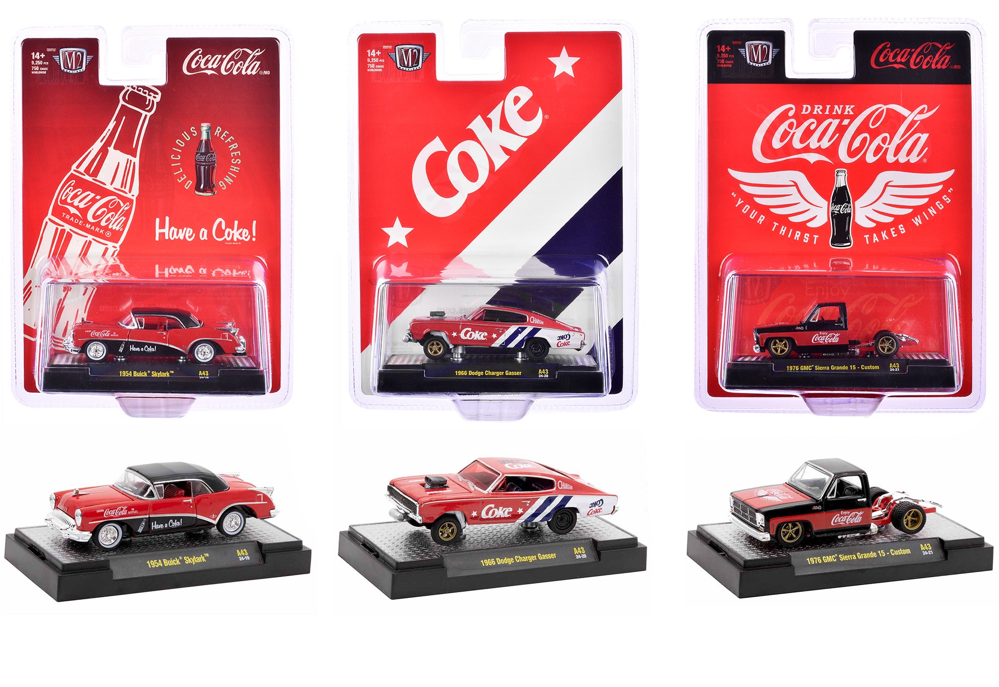 Limited Edition M2 Machines 1/64 Diecast Coca Cola Model Cars Set of 3 - Only 10,000 Worldwide (Release 43) - Perfect for Collectors, Display & Gift Giving
