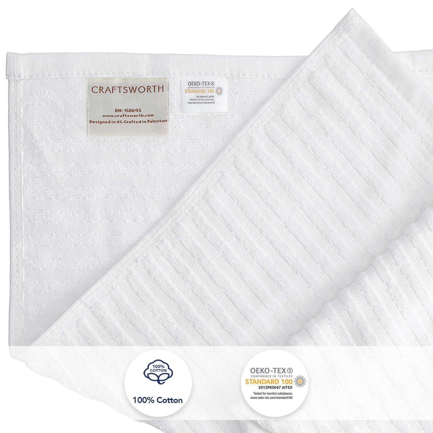100% Cotton Bar Mop Towels - 36 Pack Premium Absorbent Kitchen & Bar Towels (16x19 Inches) - White - Ideal for Cleaning, Dish Drying & Commercial Use