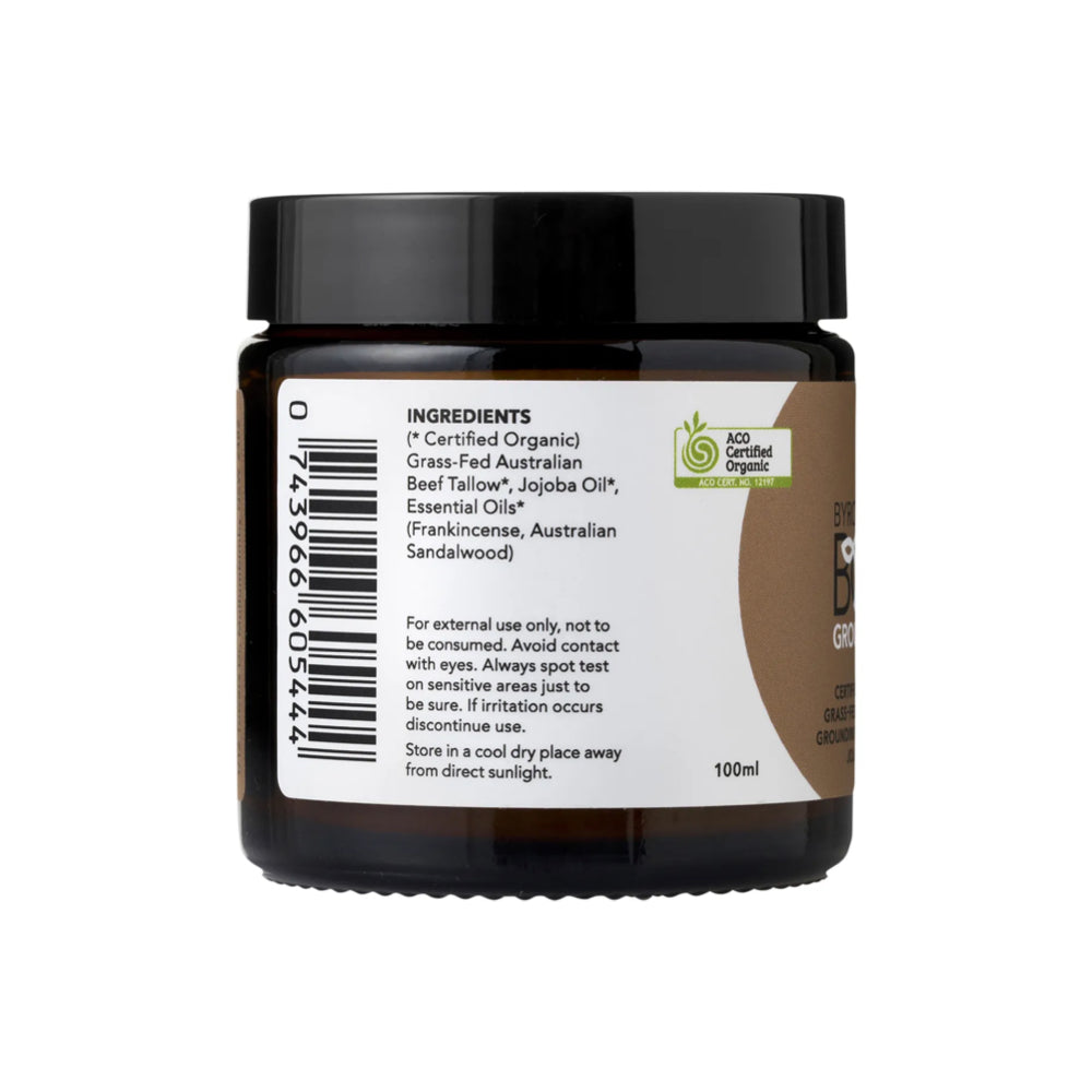 BYRON BAY TALLOW Body Grounding Balm 100ml - Natural Moisturizing Skin Care for Dry Skin - Perfect for Massage, Aromatherapy & Relaxation at Home