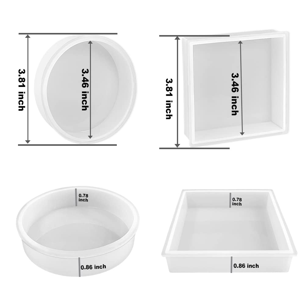 RESINWORLD 8-Piece Square & Round Coaster Silicone Molds Set for DIY Resin Casting, Flower Preservation, Home Decor - Perfect for Coffee Tables, Gifts & Craft Projects