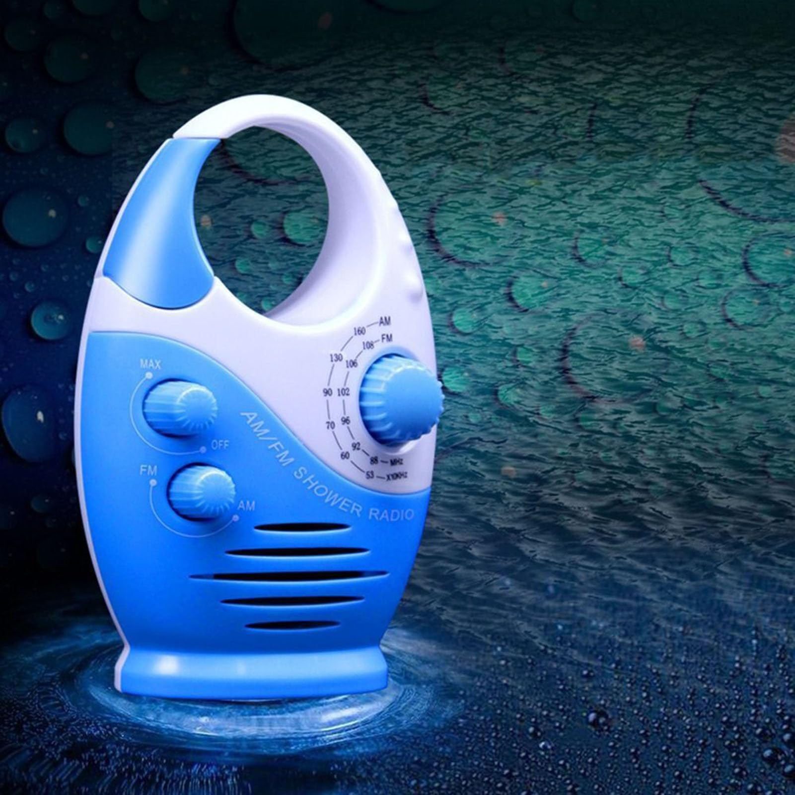 Kasmole Waterproof Outdoor Radio - Portable FM Radio with Bluetooth, Lightweight Mini Speaker for Shower, Bathroom, Beach, Pool & Hot Tub | Perfect for Camping, Hiking & Water Activities