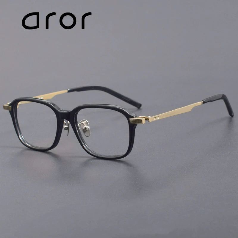 Unisex Full Rim Square Acetate Titanium Eyeglasses - Lightweight & Durable Frame for Men & Women - Perfect for Reading, Work & Everyday Use