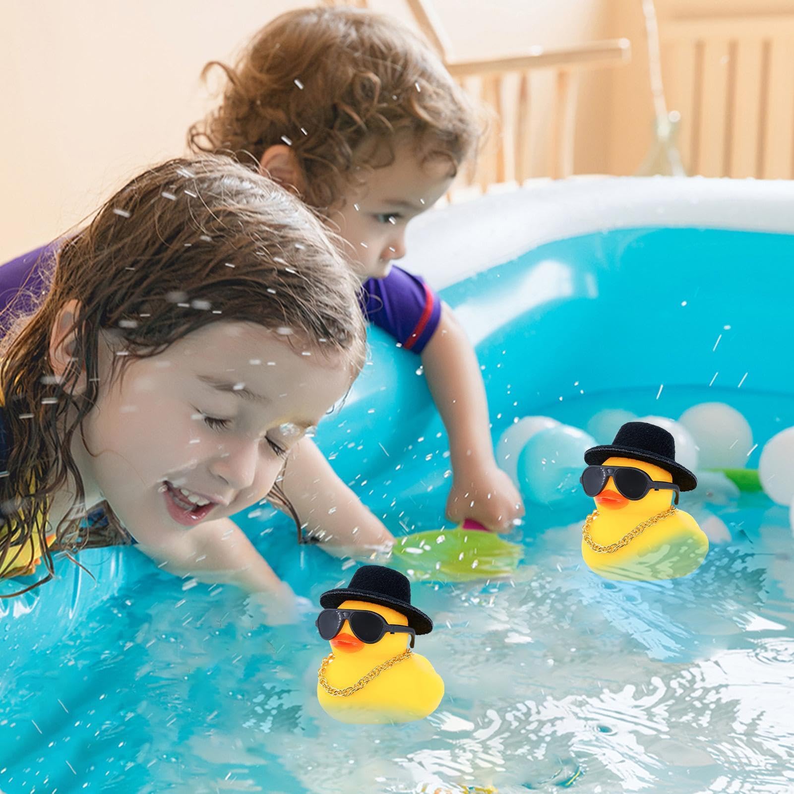 Rubber Duck Crown with Sunglasses - Fun Car Dashboard Decor for Vehicles, Vans & Tables | Cute Compact Duckling Toy with Secure Locking Cap - Perfect for Gifts, Office Decor & Road Trip Accessories