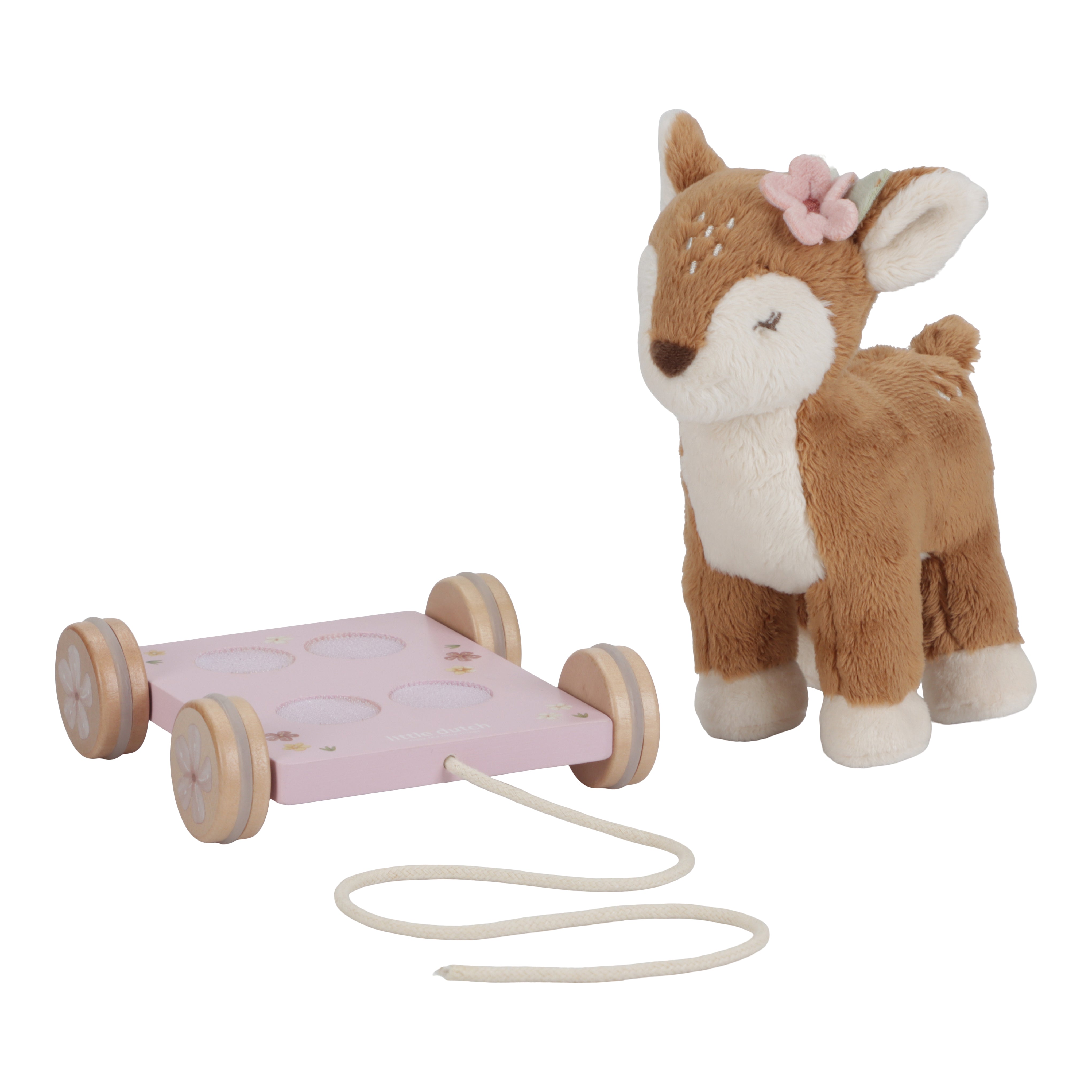 Adorable Fairy Garden Pull Along Plush Deer Toy - Soft & Cute Stuffed Animal for Kids - Perfect for Imaginative Play, Nursery Decor & Toddler Gift