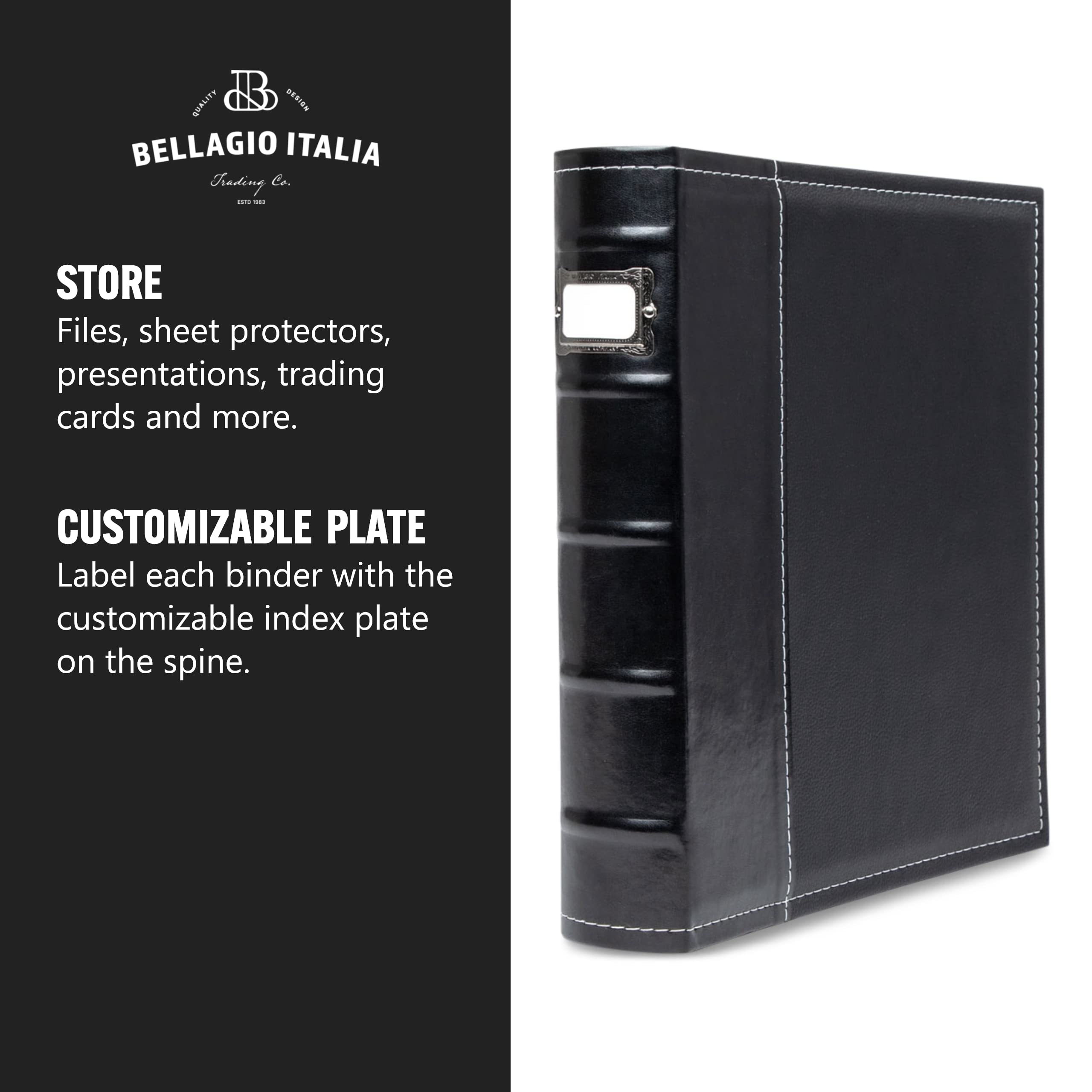 Premium 3-Ring Binder Set - 3 Pack Faux Leather Office Binders with 225-Sheet Capacity - Ideal for Presentations, School Projects, Business Documents & Trading Card Storage - Perfect for Home, Office & Classroom Organization - Black