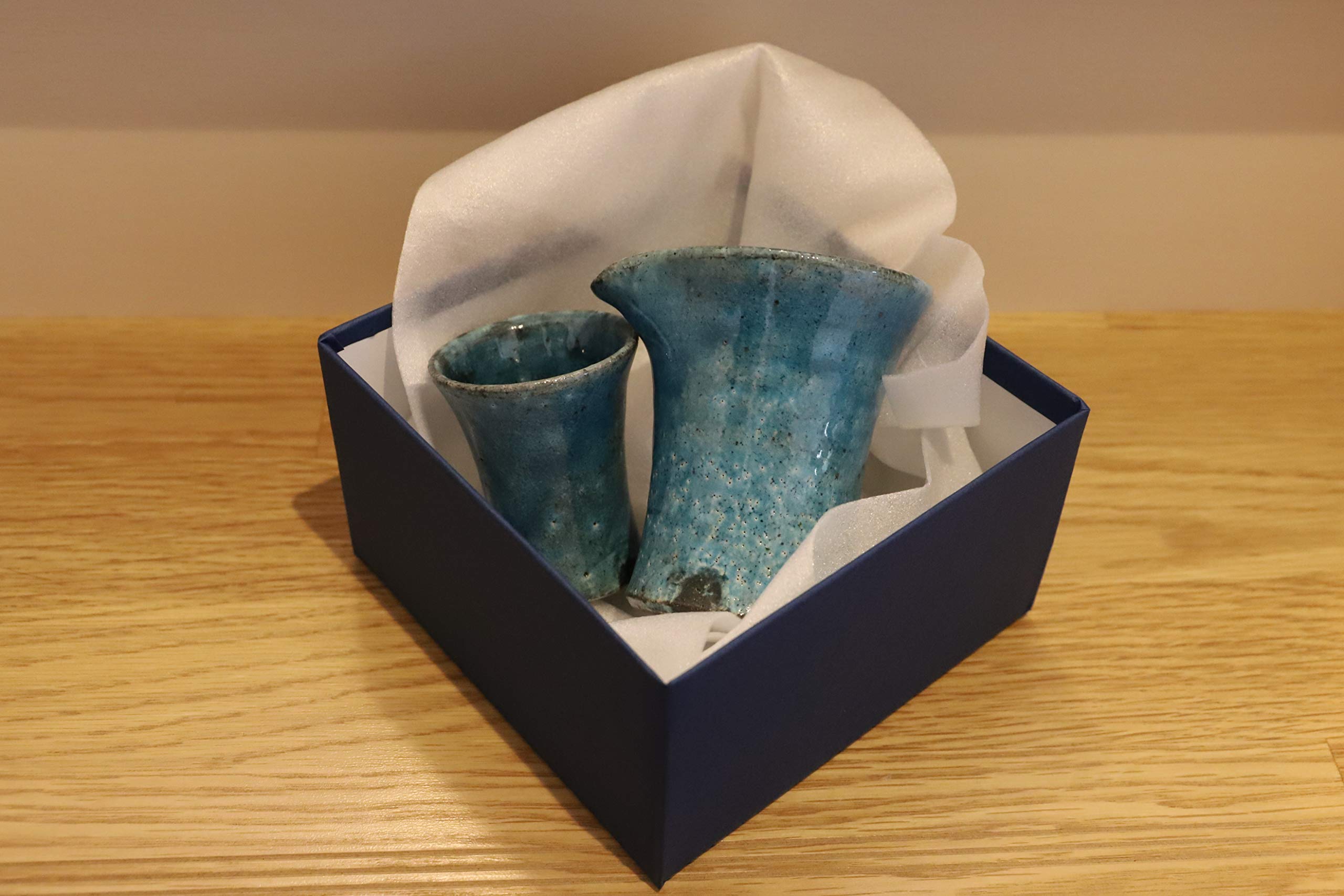 Premium Turkish Blue Liquor Bottle 150cc with 60cc Cup - Authentic Kakilin Sake Set in Elegant Gift Box L1701 - Perfect for Home Bars, Gifts & Japanese-Themed Parties