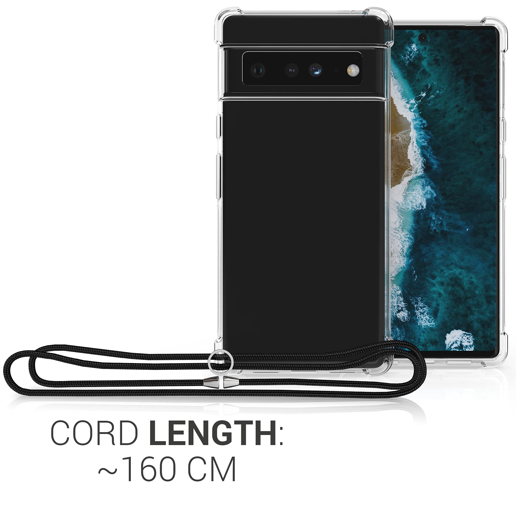 kwmobile Clear TPU Case for Google Pixel 6 Pro with Lanyard - Slim Crossbody Phone Cover for Daily Use