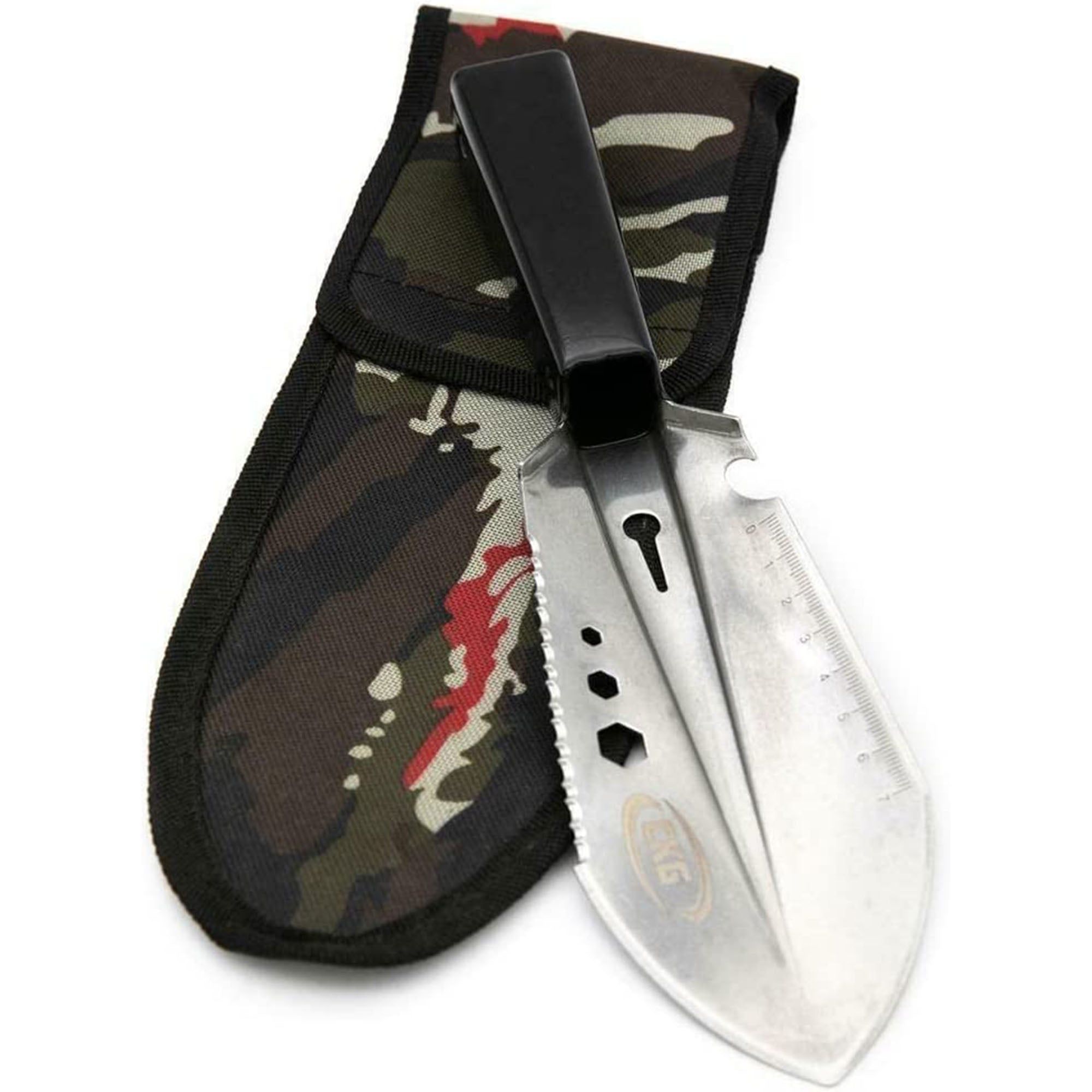 Premium Stainless Steel Metal Detector Shovel with Belt Holder & Sheath - Heavy Duty Digging Tool for Treasure Hunting, Landscaping & Gardening - Comfortable Hand Grip for Outdoor Adventures