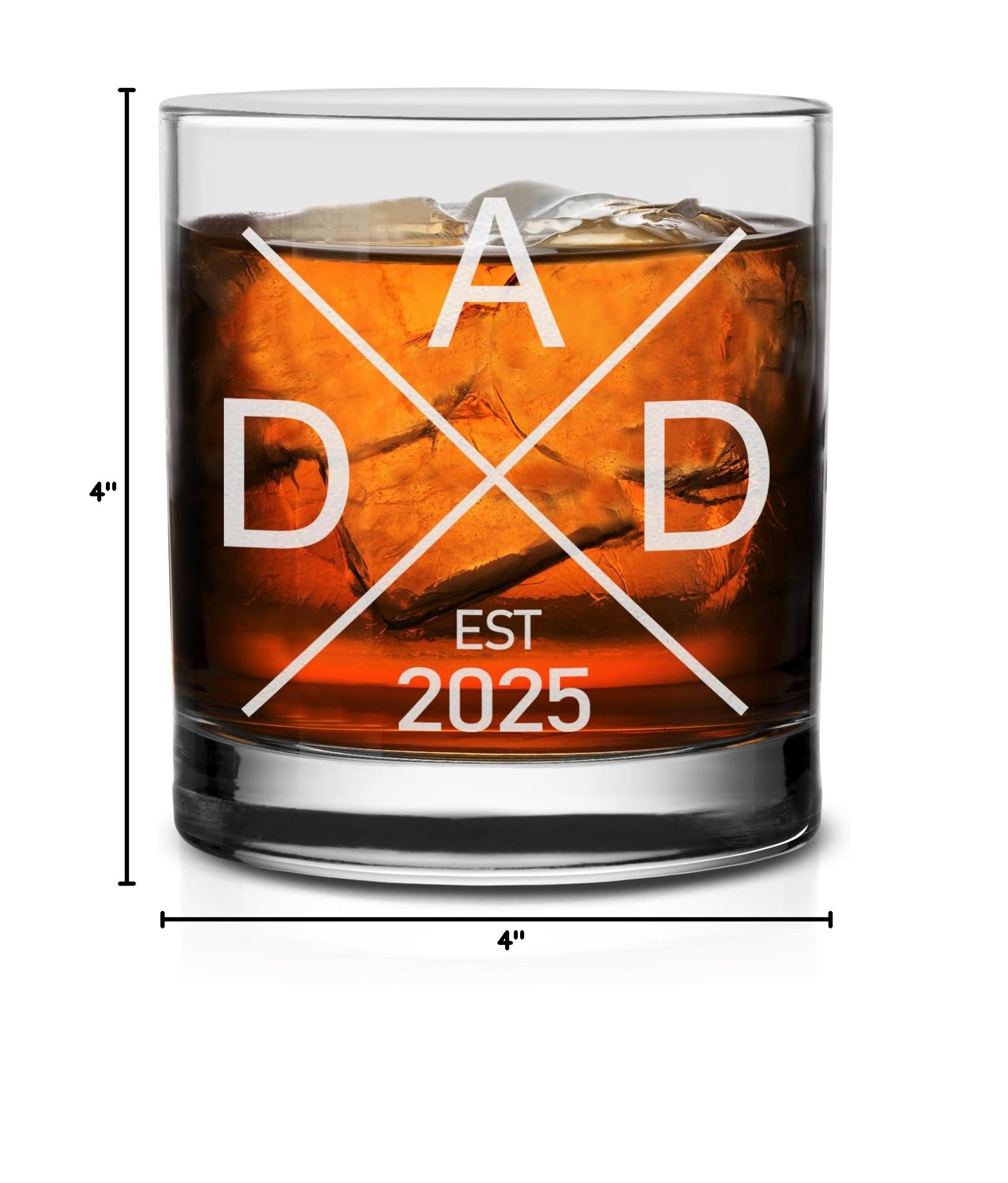 Personalized Whiskey Glass for New Dad - Engraved 'Established 2025' Pregnancy Announcement Gift - Perfect for First-Time Fathers, Baby Shower & Father's Day Celebrations