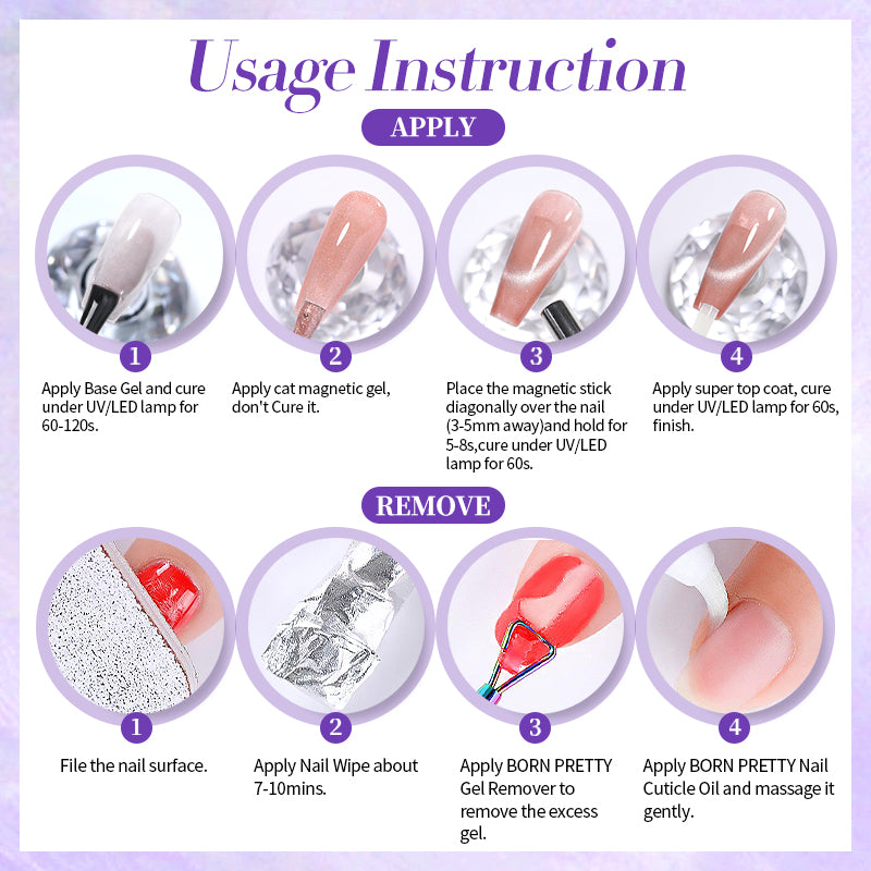Purple Collection Cat Magnetic Gel Nail Polish 10ml - Long Lasting UV LED Nail Art for Salon & Home Manicure
