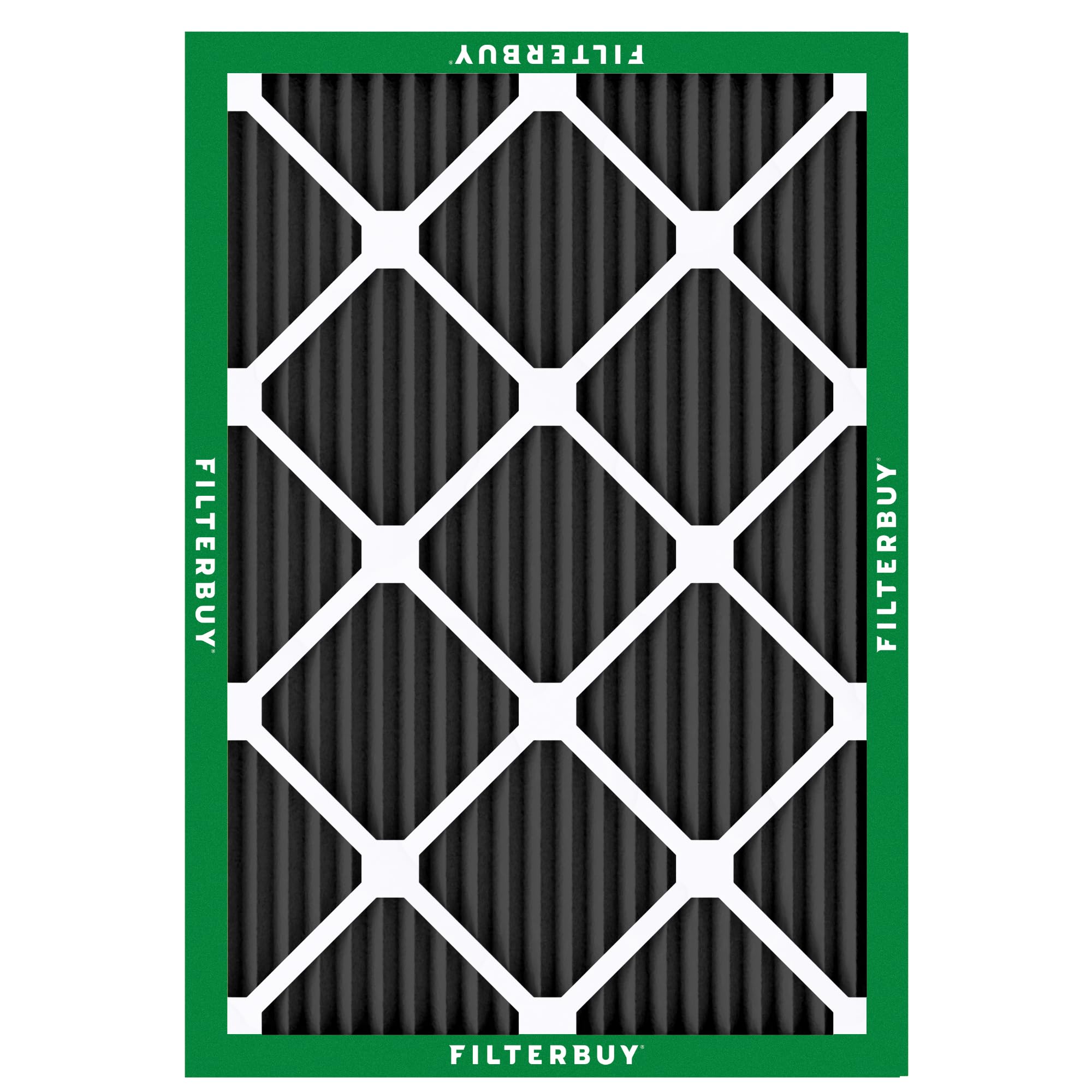Filterbuy 20x25x1 MERV 8 Air Filter 4-Pack with Activated Carbon - Odor Eliminating HVAC Furnace AC Replacement Filters (19.5x24.5x0.75 Inches) for Home, Office & Commercial Use