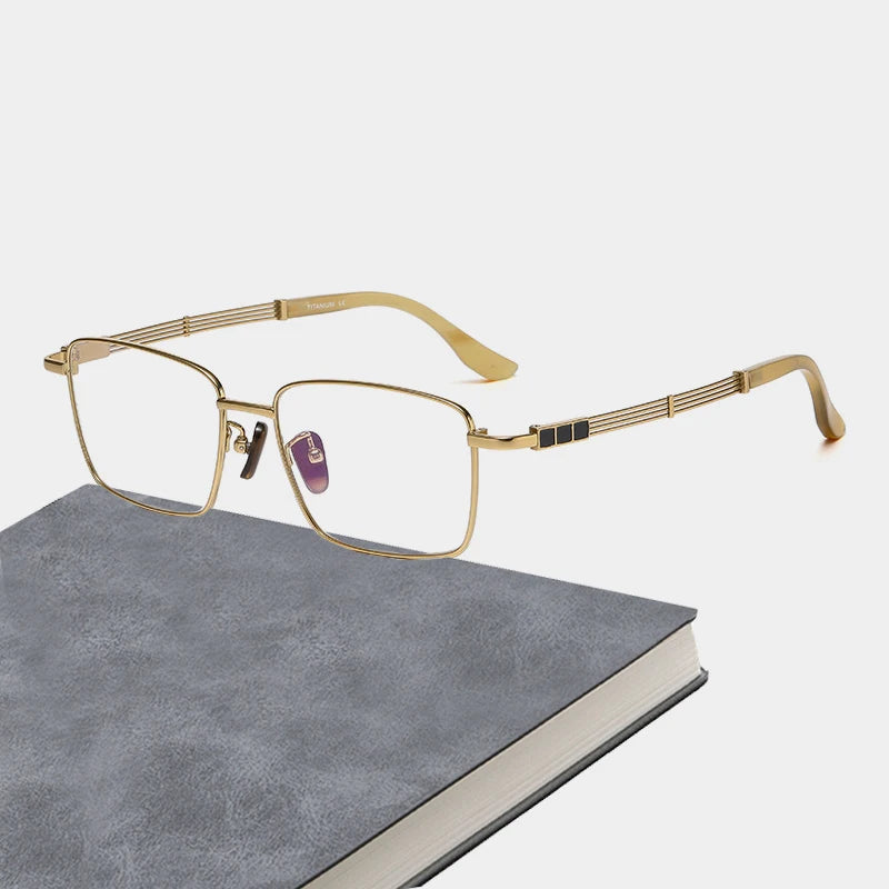 Black Titanium Square Eyeglasses for Men & Women - Lightweight Full Rim Frame (Model 80115) | Perfect for Reading, Work & Fashion Accessories