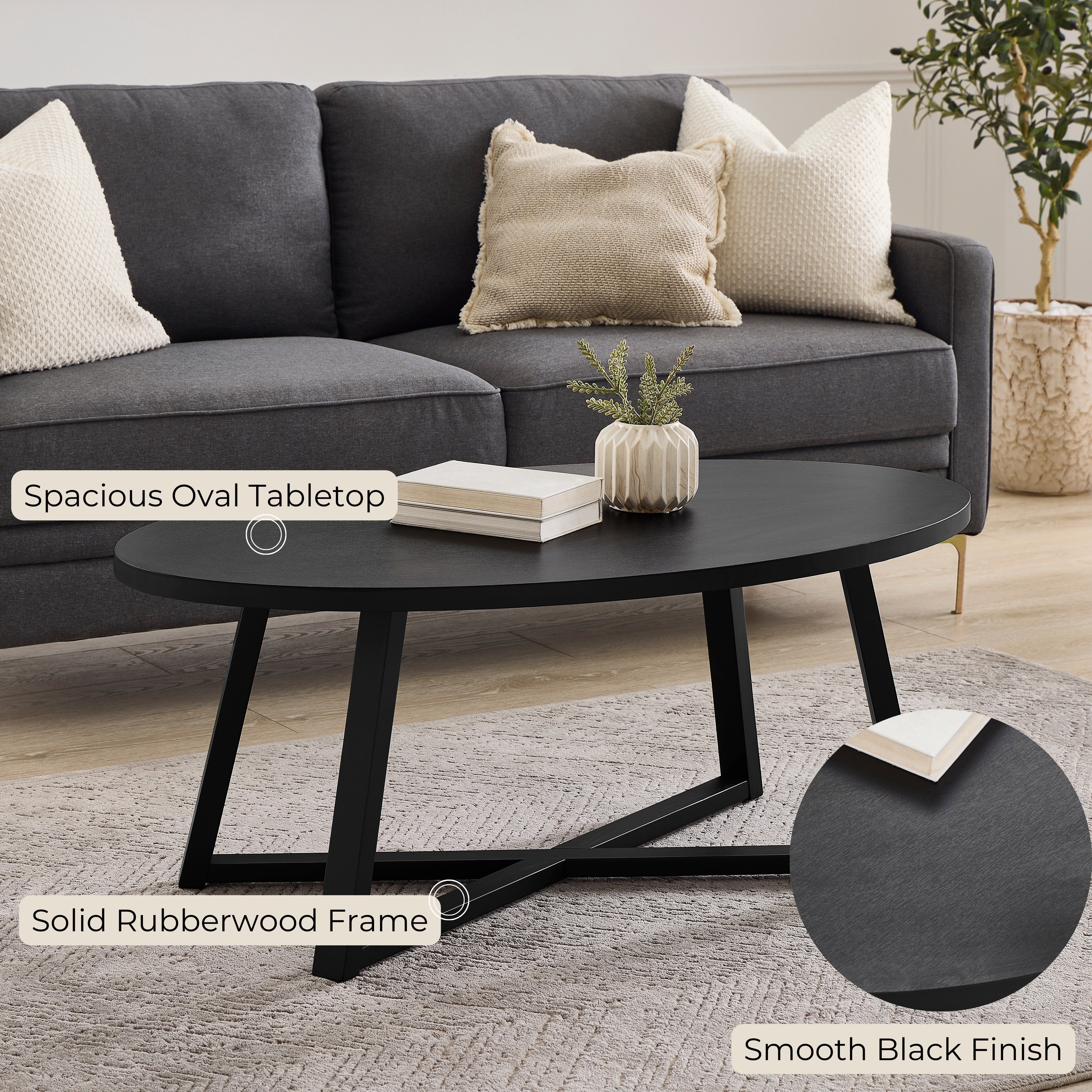 Modern Harmony Wood Oval Coffee Table - Roundhill Furniture - Stylish & Durable Living Room Centerpiece for Home Decor
