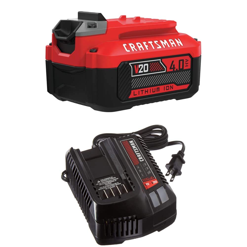Craftsman V20 4.0Ah Lithium-Ion Battery with Fast Charger (CMCB204 & CMCB104) - Power Tools, Outdoor Equipment & DIY Projects