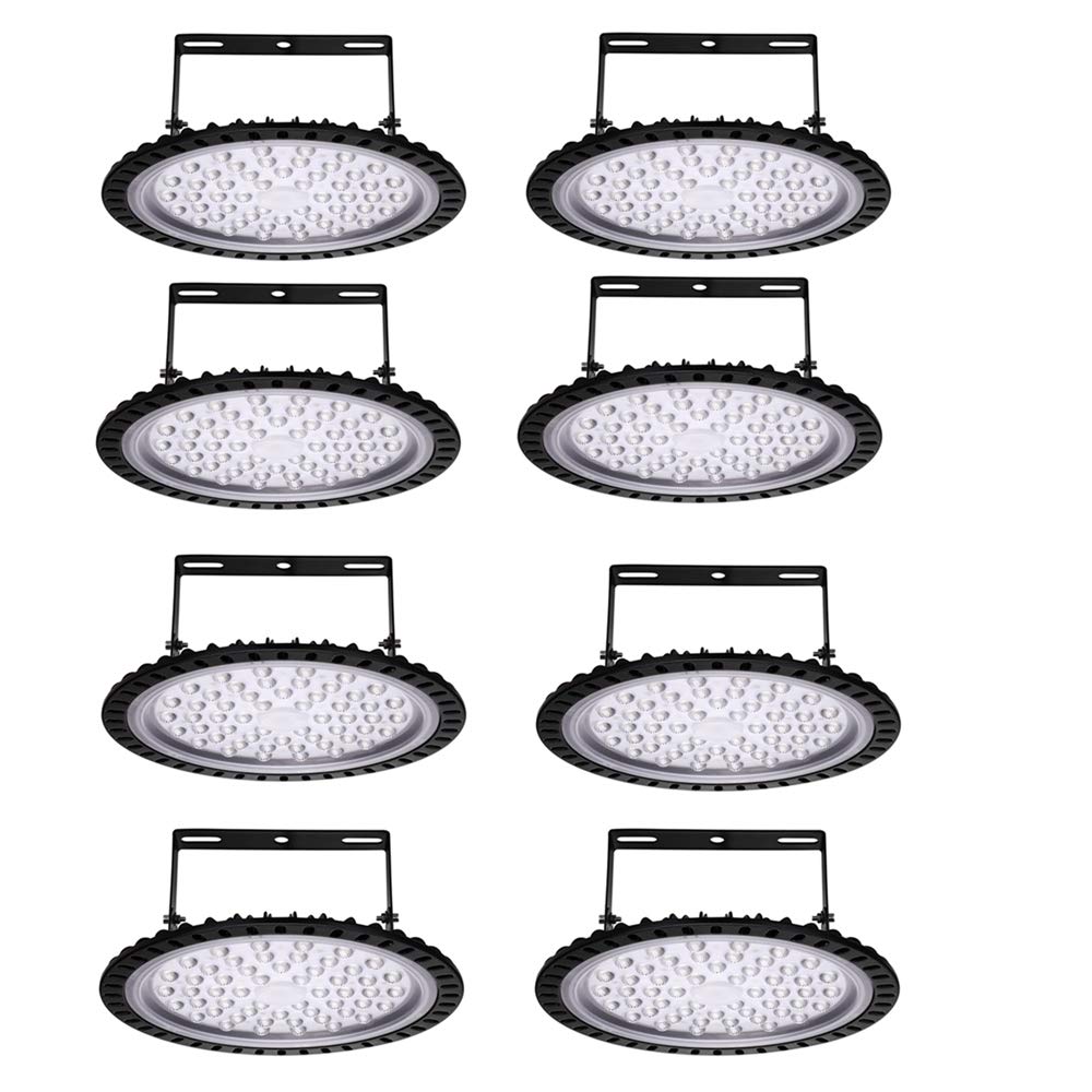 200W UFO LED High Bay Light - 6000K-6500K Cool White, 20000LM Brightness, IP65 Waterproof & Dustproof, Ultra Thin Design - Perfect for Warehouse, Factory, Workshop, Garage, and Shop Lighting (8 Pack)