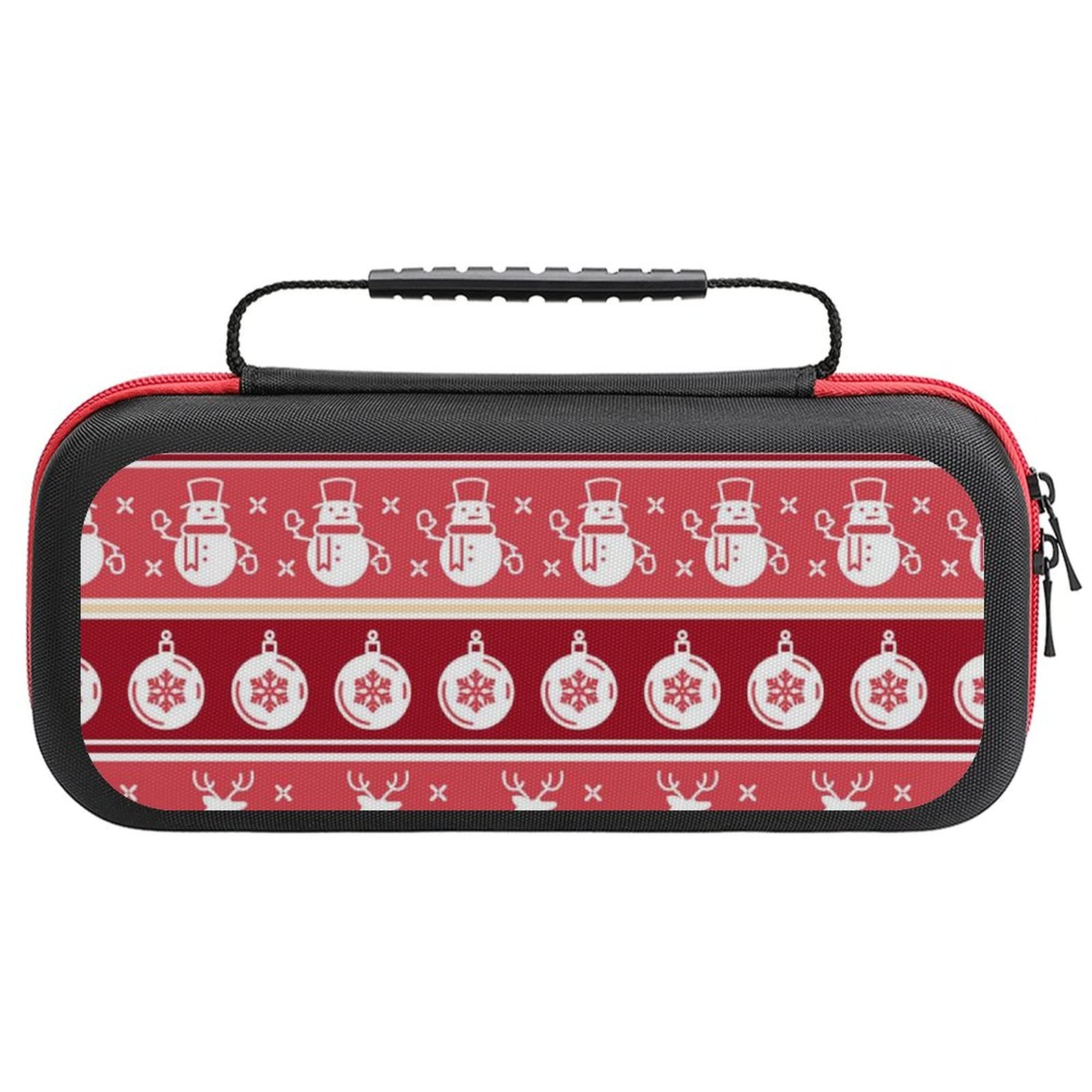 FunnyStar Red Traditional Christmas Deer Carrying Case for Nintendo Switch - Protective Shell Storage Handbag - Perfect for Holiday Travel & Gaming On-The-Go