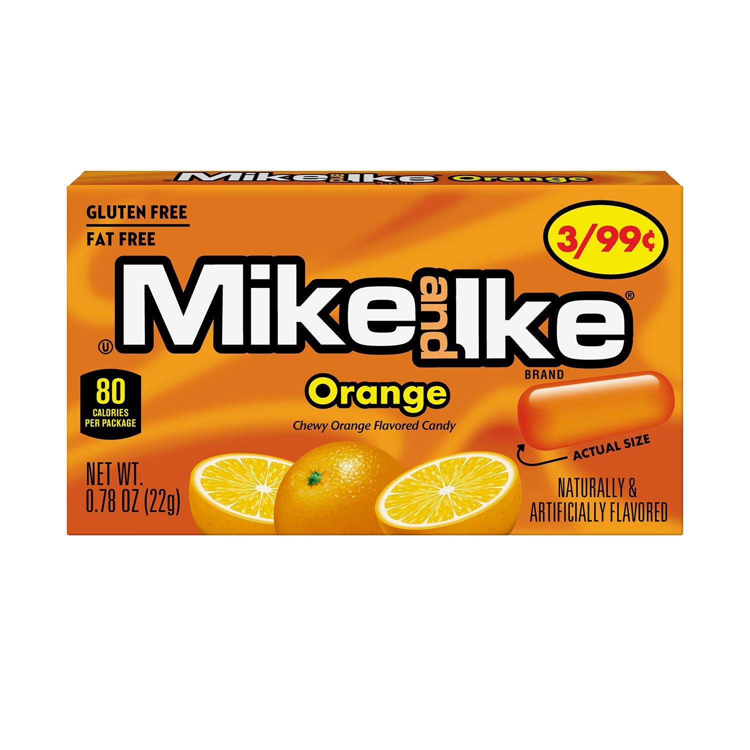 Just Born Mike & Ike Orange Flavored Chewy Candy - 24ct Box (Pack of 1) | Bulk Candy for Parties, Movie Nights & Office Snacks