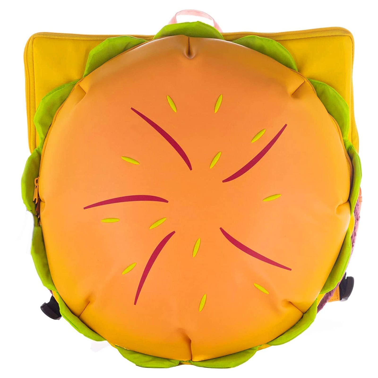 Cheeseburger Backpack - Multi-Compartment Hamburger Daypack for School, Travel & Cosplay | Fun Fast Food Themed Backpack for Kids & Adults