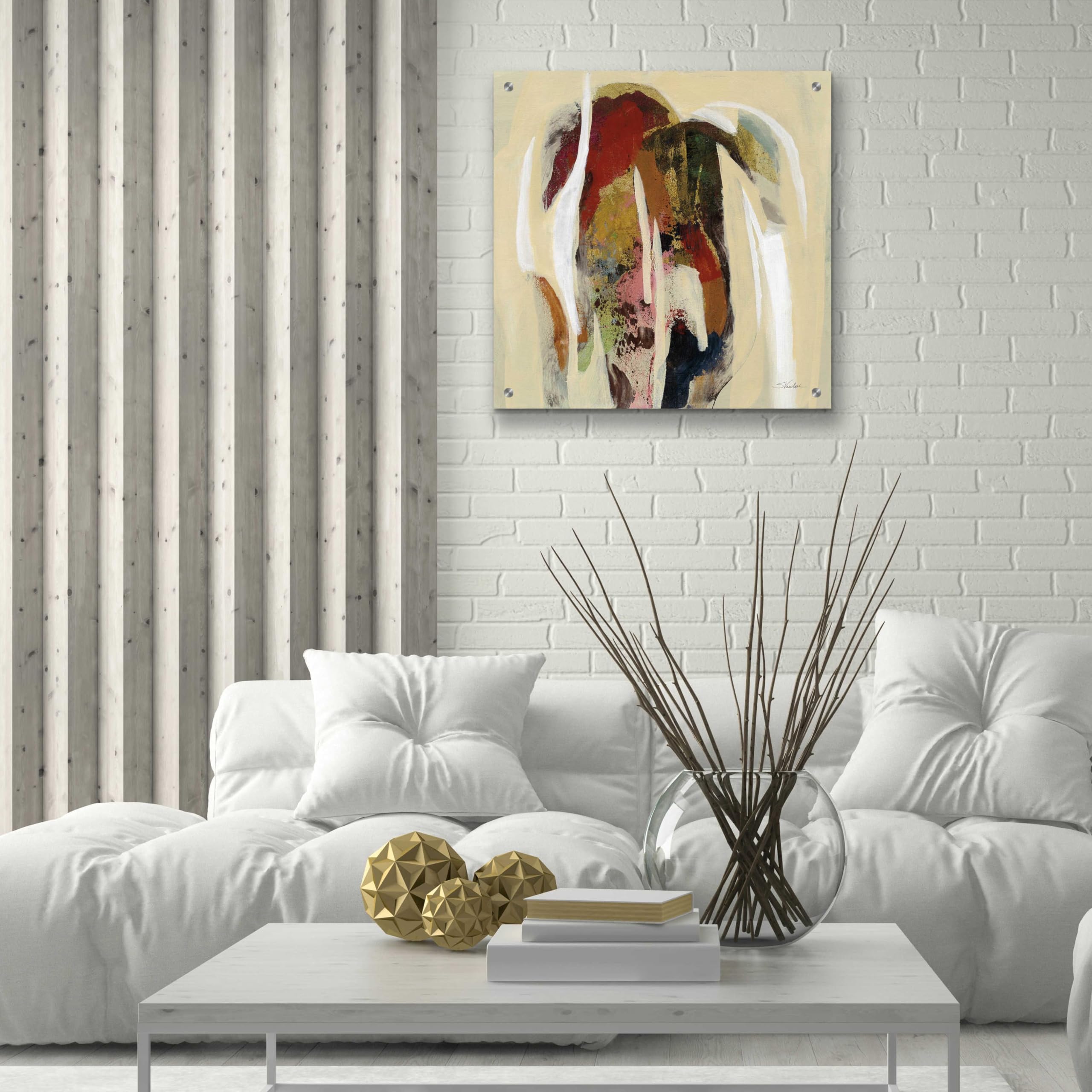 Silvia Vassileva Terracotta Tile II Acrylic Glass Wall Art - 24x24 Inches Modern Abstract Painting for Living Room, Bedroom & Office Decor