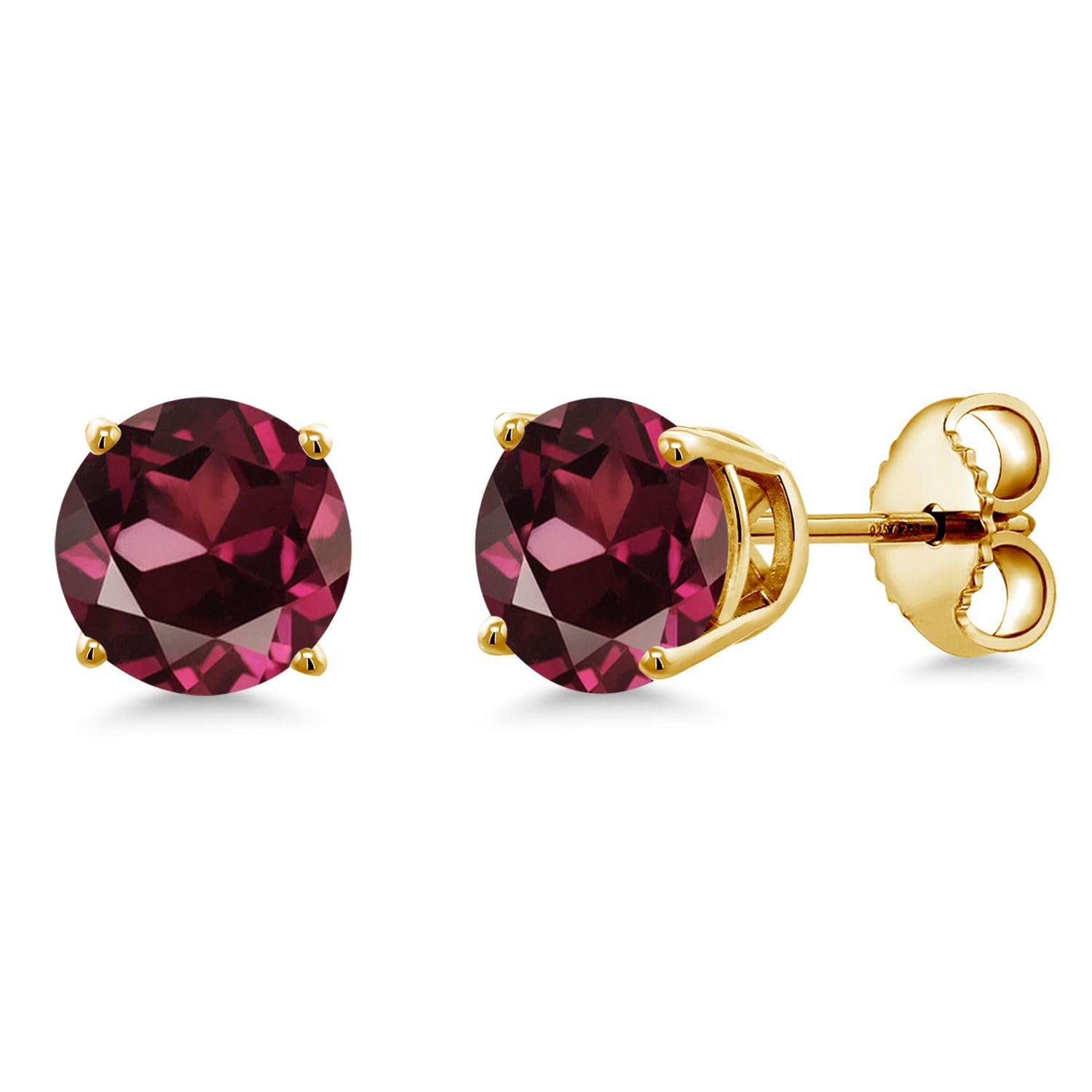 Gem Stone King 18K Yellow Gold Plated Silver 6MM Round Gemstone Birthstone Stud Earrings for Women & Men | Personalized Jewelry Gift for Birthday, Anniversary & Special Occasions