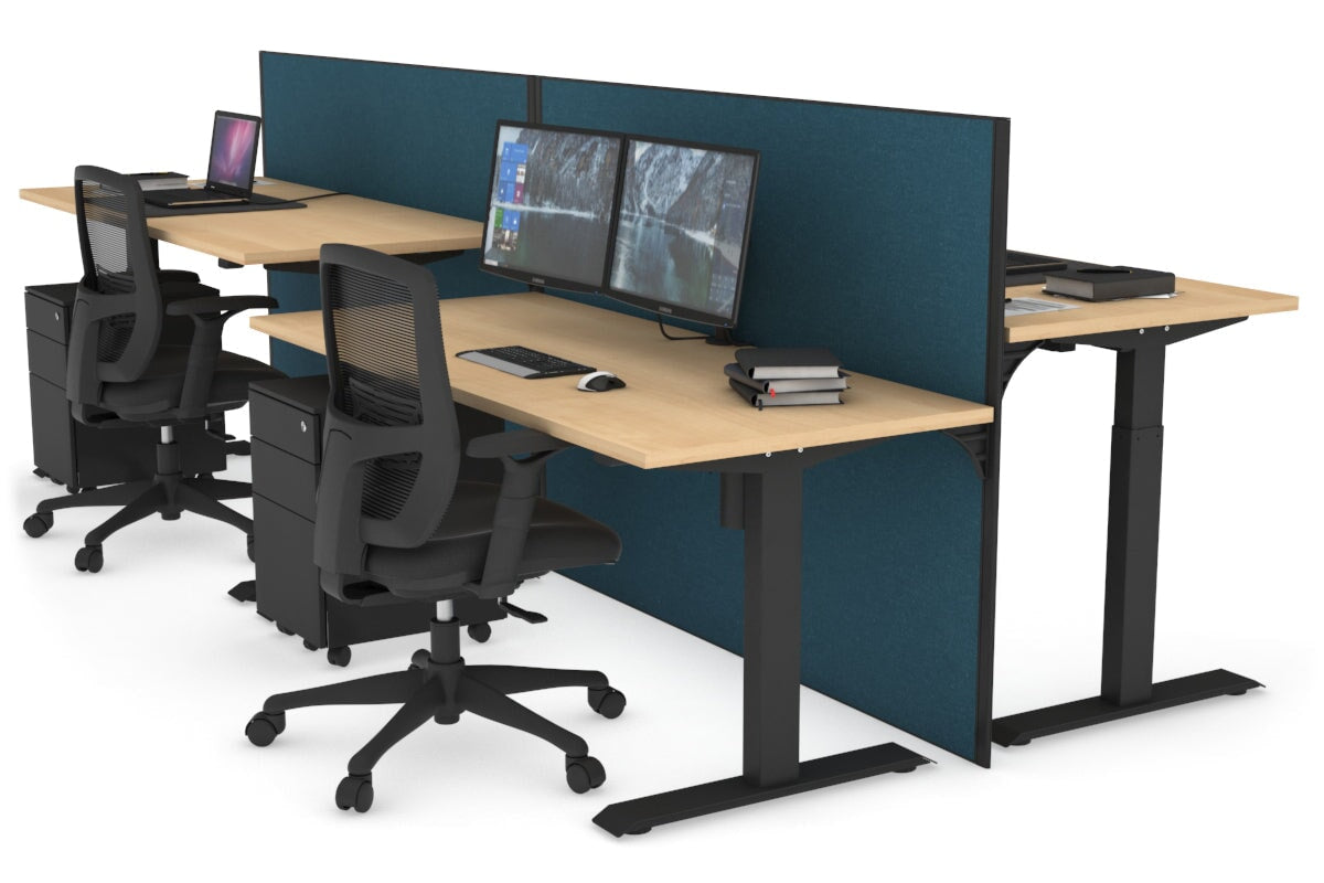 Just Right Height Adjustable 4-Person Workbench [1400L x 700W] - Heavy Duty Industrial Workstation for Factory, Warehouse & Workshop Use