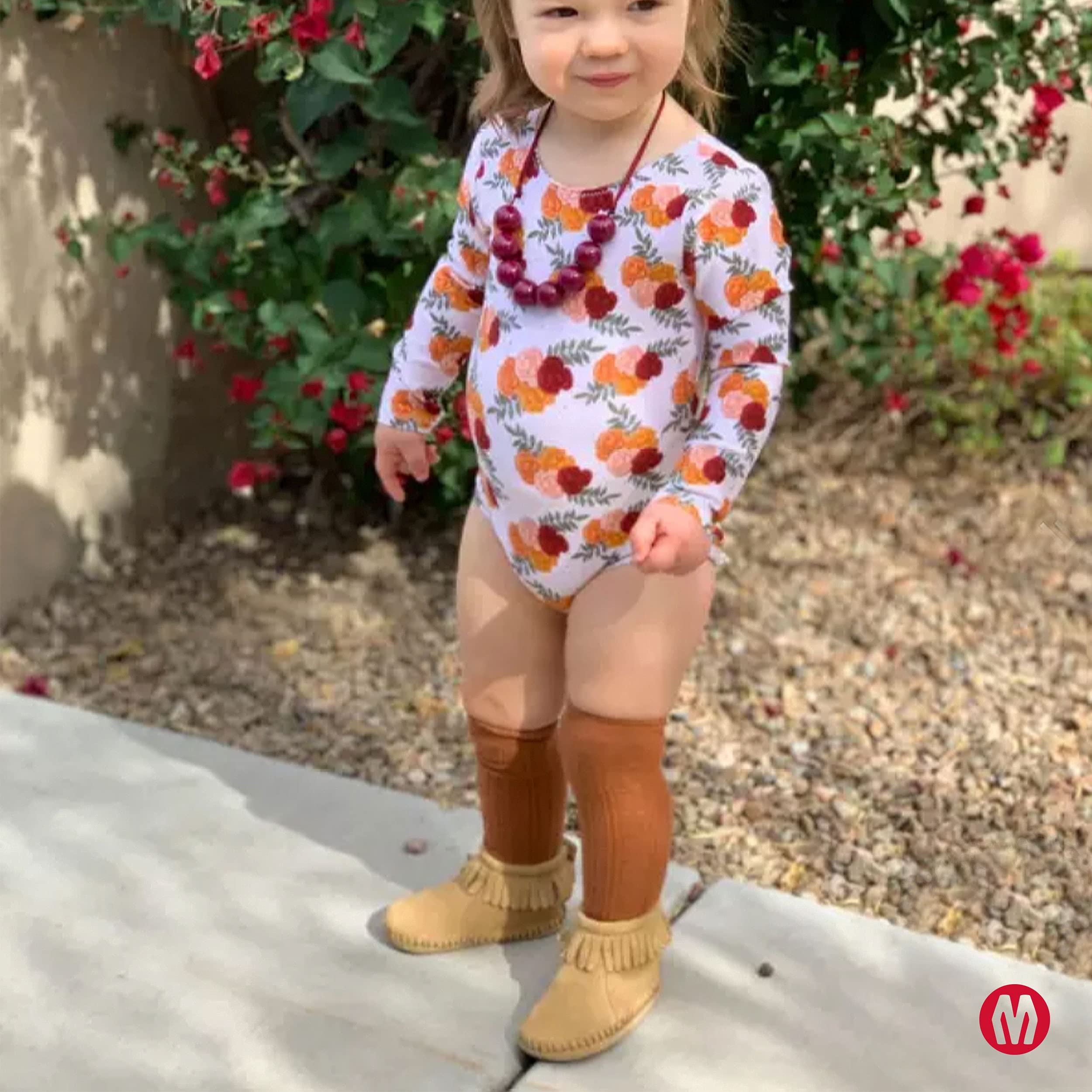 Minnetonka Velcro Back Flap Bootie for Toddlers - Soft Leather Moccasins for Boys & Girls - Perfect for Indoor Play, Outdoor Walks & Casual Wear